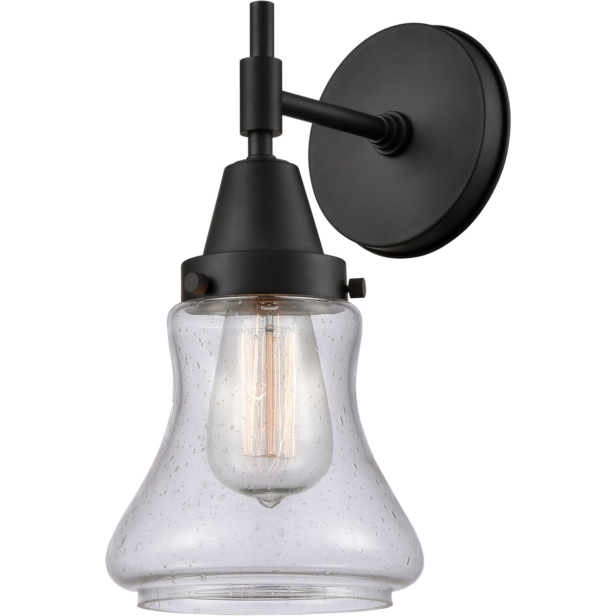 Caden 1 Light 6 inch Matte Black Sconce Wall Light in Seedy Glass