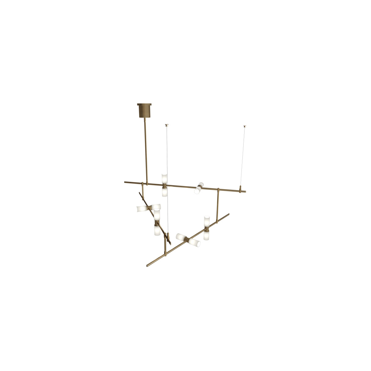 Sean Lavin ModernRail LED 48 inch Aged Brass Chandelier Ceiling Light in 24V Surface Canopy Glass Cylinders Integrated LED