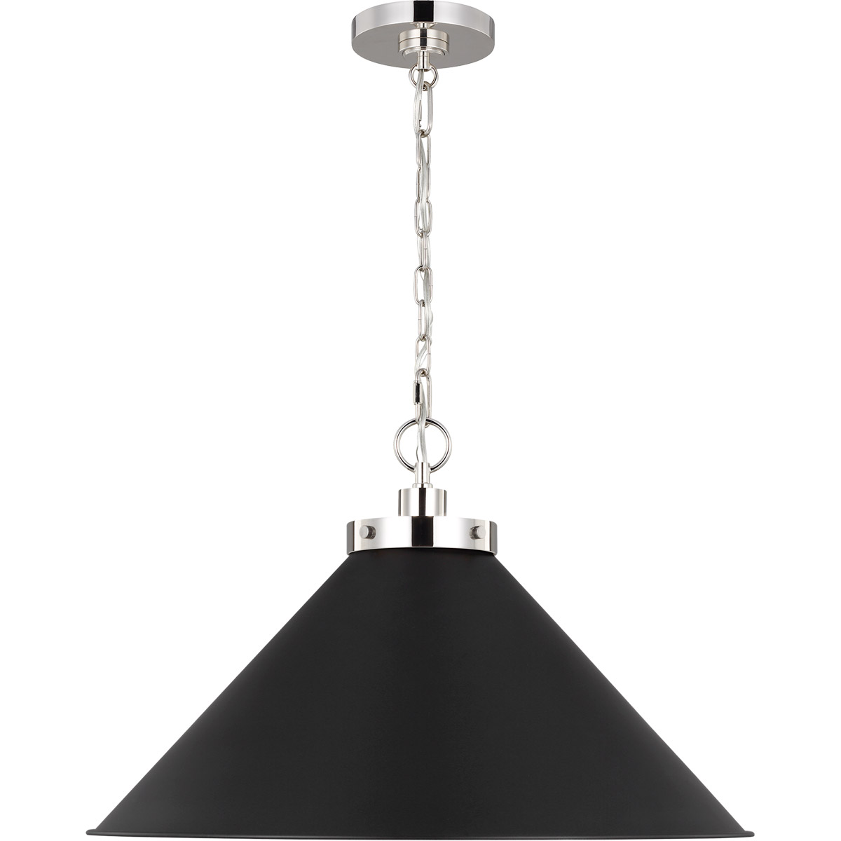 C&M by Chapman & Myers Wellfleet 1 Light 23.5 inch Midnight Black and Polished Nickel Pendant Ceiling Light in Midnight Black / Polished Nickel