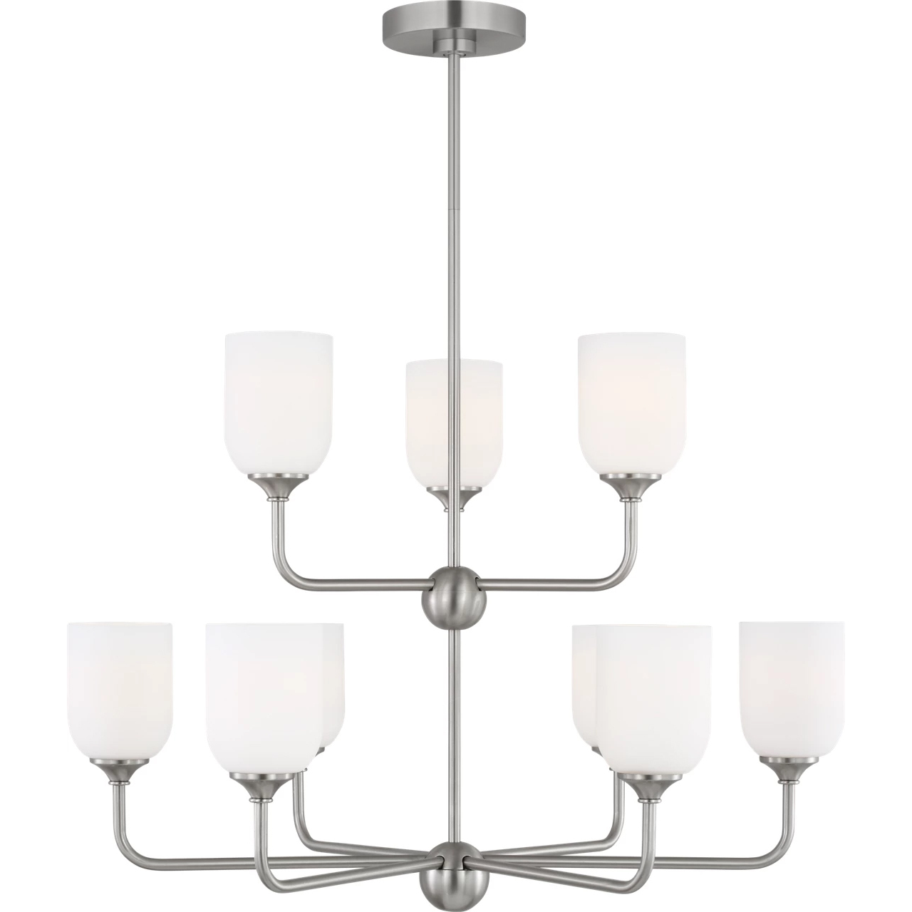 Emile 9 Light 30 inch Brushed Steel Chandelier Ceiling Light