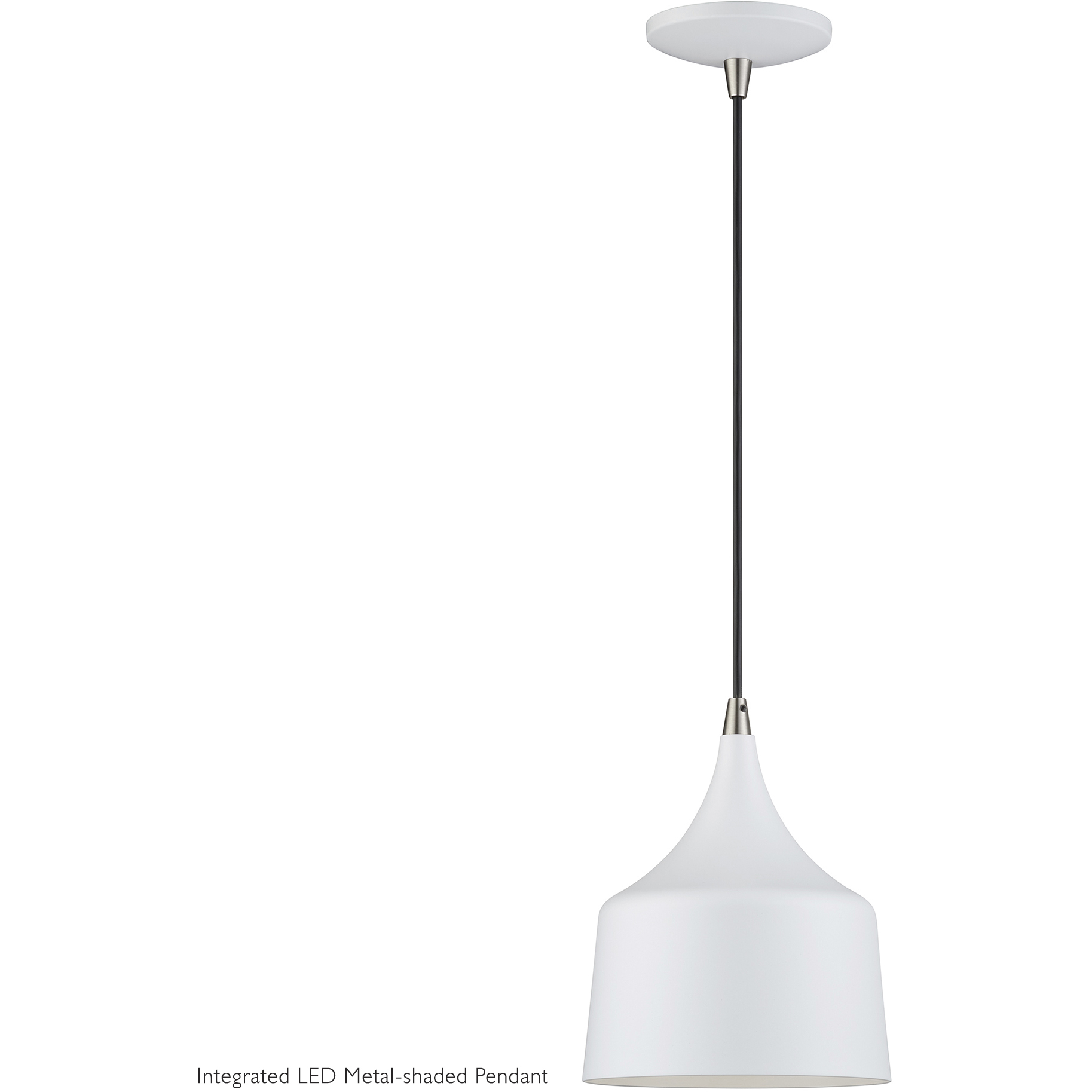 Bolita 8 inch White with Brushed Nickel Accents Pendant Ceiling Light