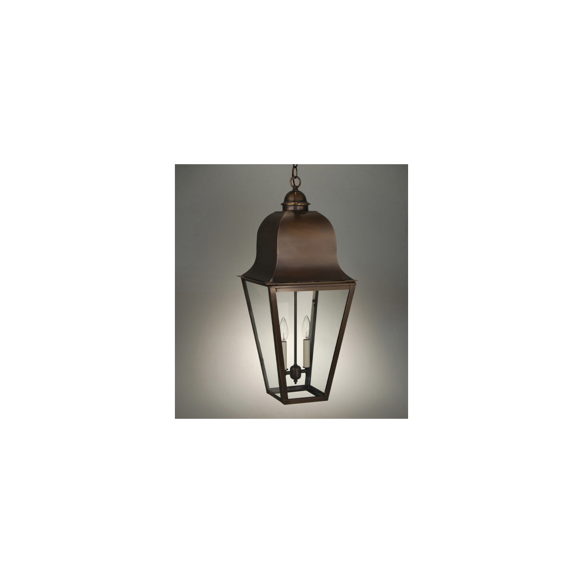 Imperial 2 Light 12 inch Verdi Gris Hanging Lantern Ceiling Light in Clear Glass