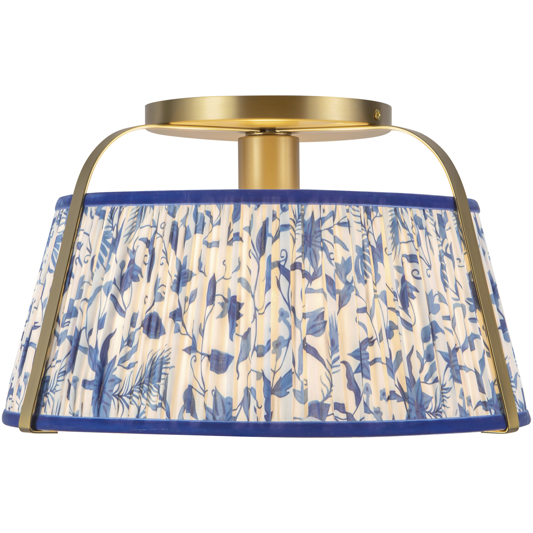 Alora Mood Scout 1 Light 13.25 inch Brushed Gold and Blue Linen Semi-Flush Mount Ceiling Light
