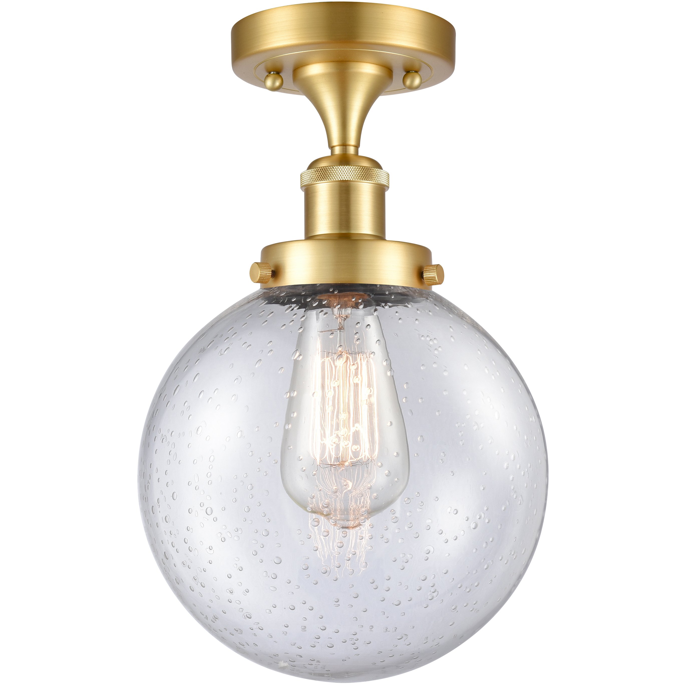 Beacon 1 Light 8 inch Satin Gold Semi-Flush Mount Ceiling Light