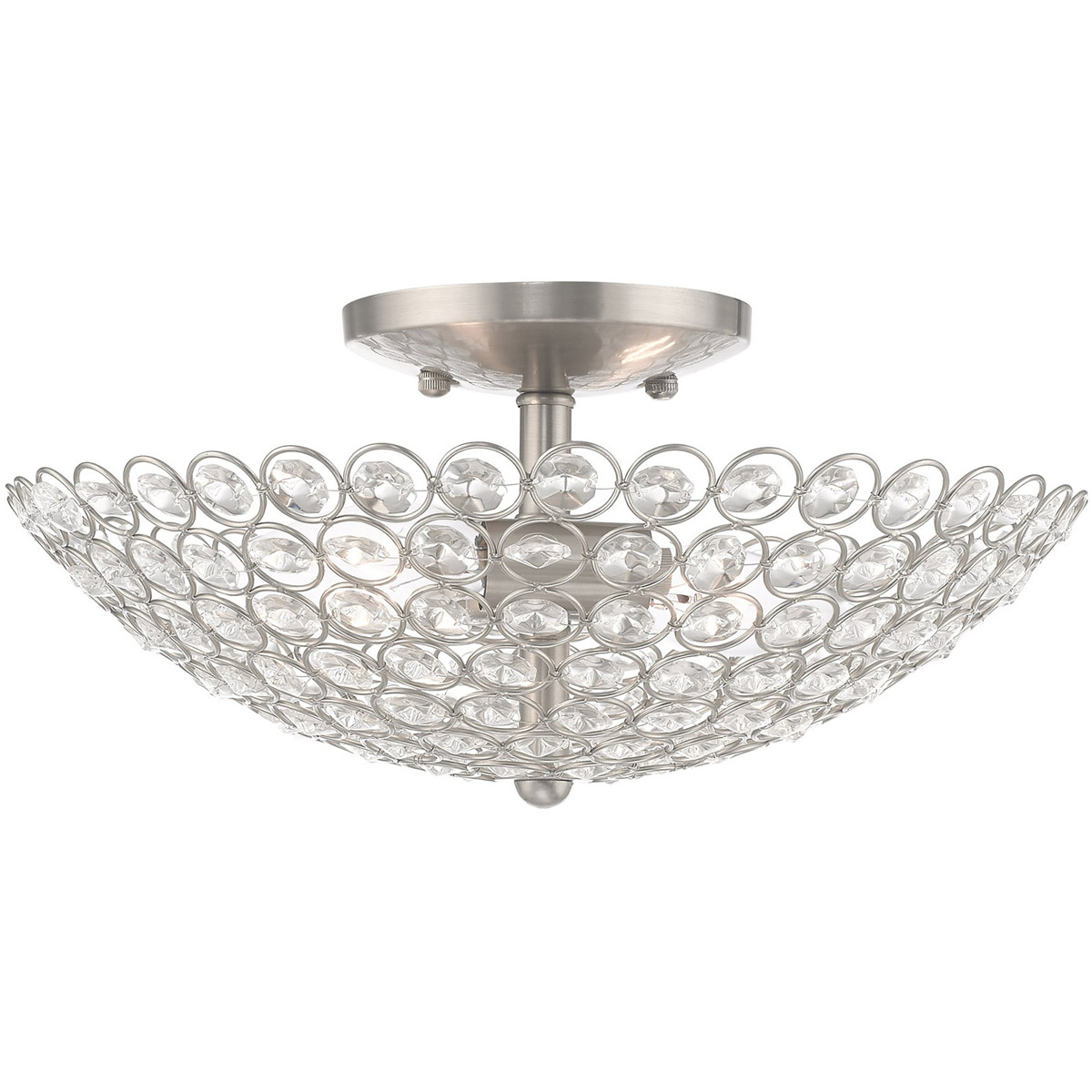 Cassandra 2 Light 13 inch Brushed Nickel Semi-Flush Mount Ceiling Light