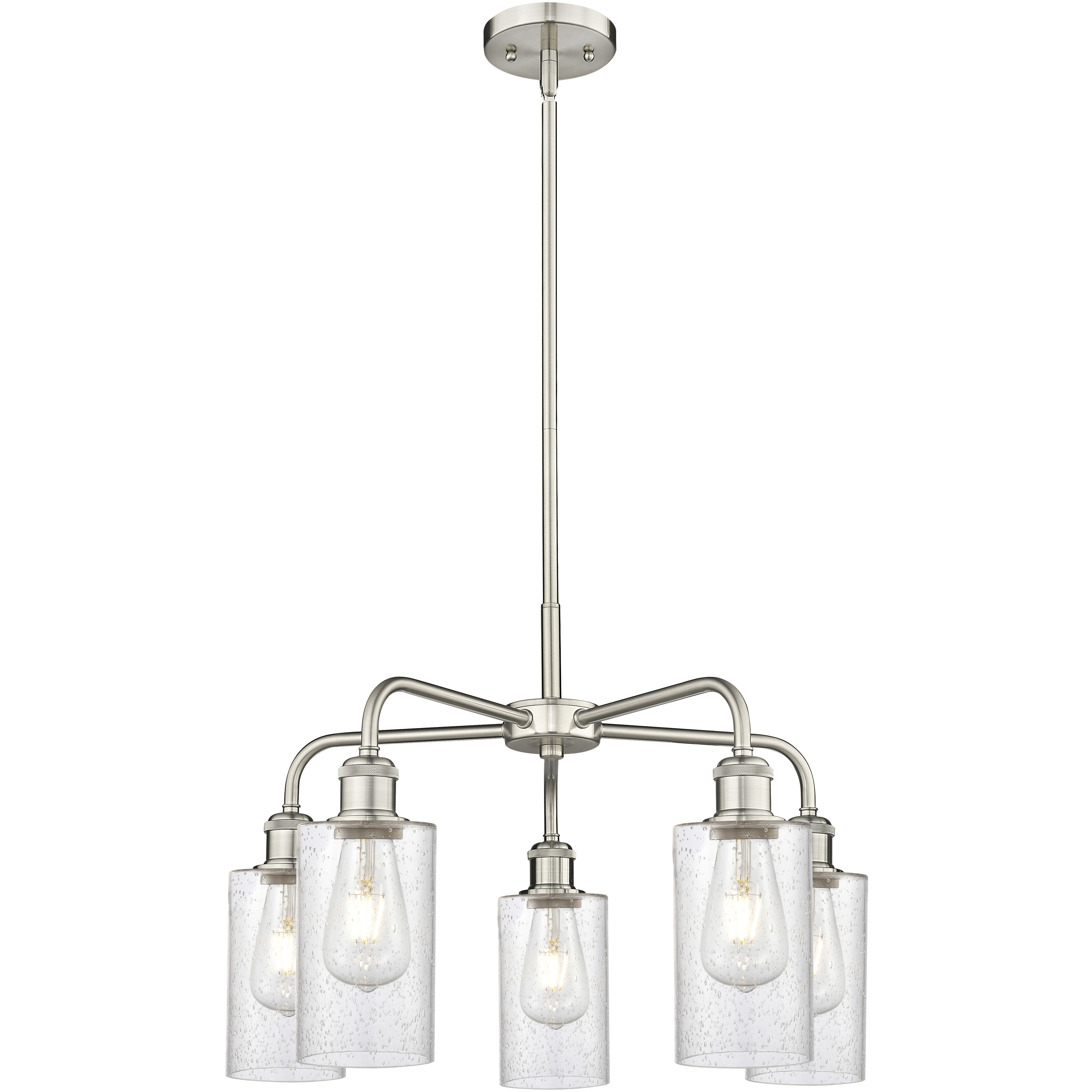 Clymer 5 Light 21.88 inch Satin Nickel Chandelier Ceiling Light in Seedy Glass