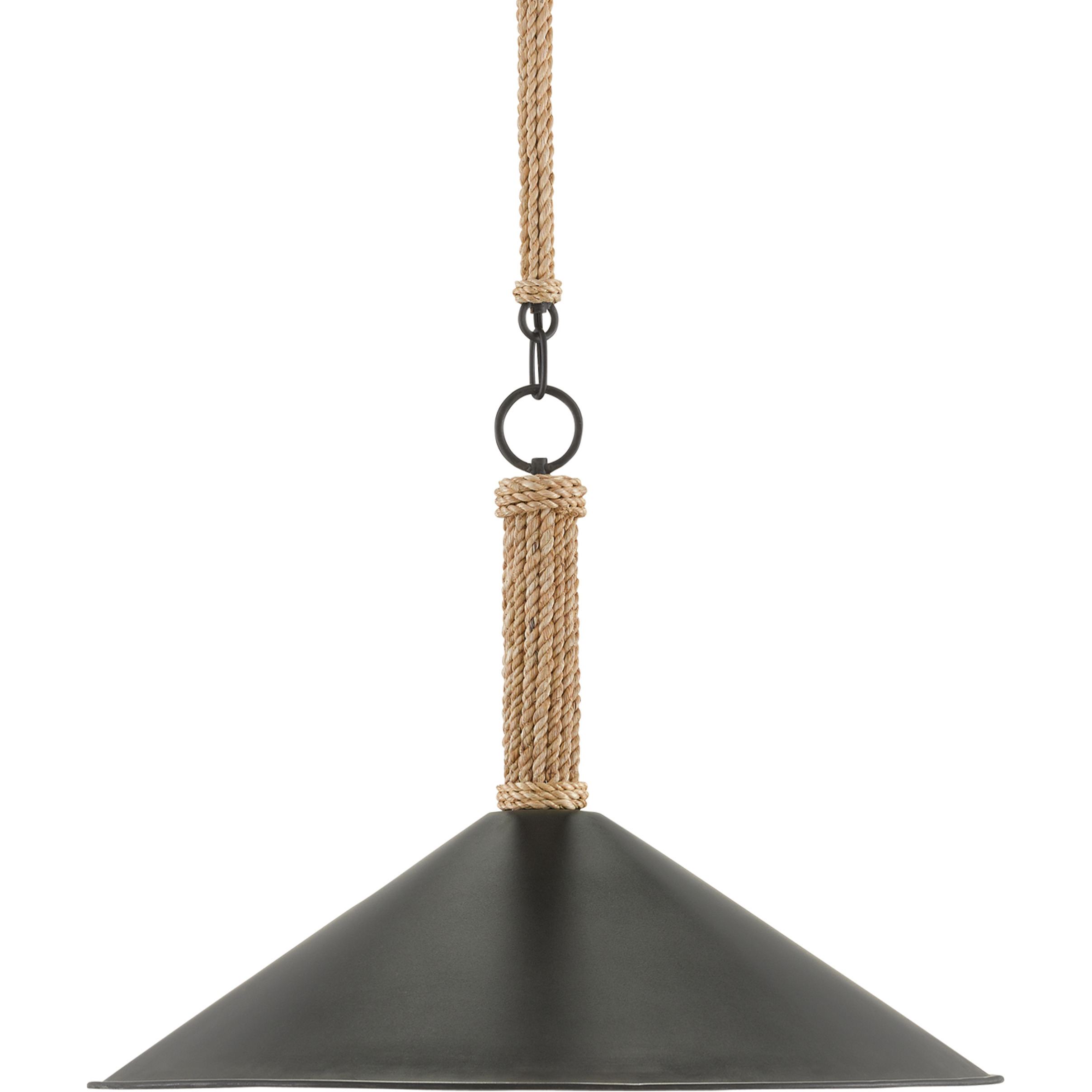Ocracoke 1 Light 20 inch Blacksmith and Natural Abaca Rope Pendant Ceiling Light