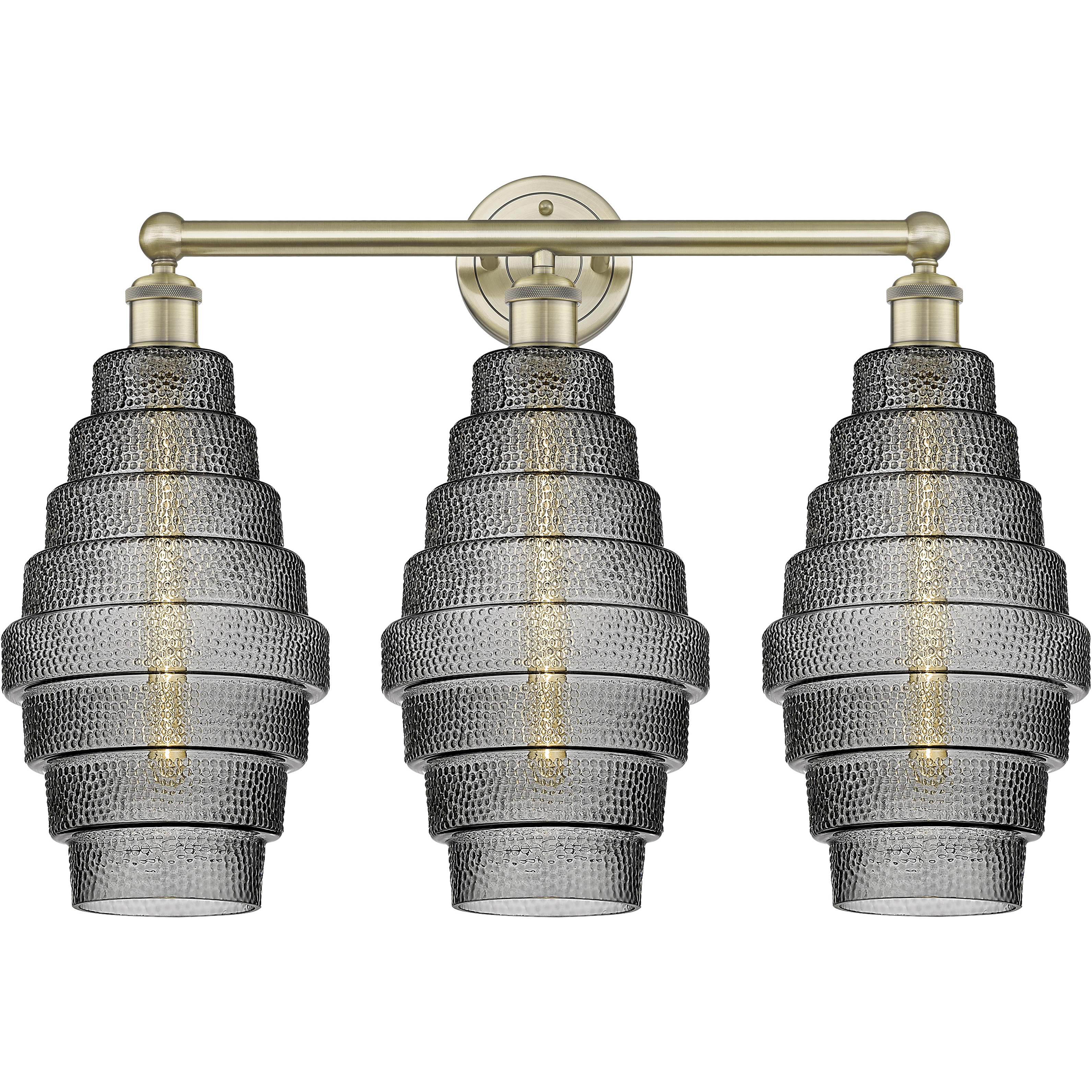 Cascade 3 Light 26 inch Antique Brass Bath Vanity Light Wall Light in Smoked