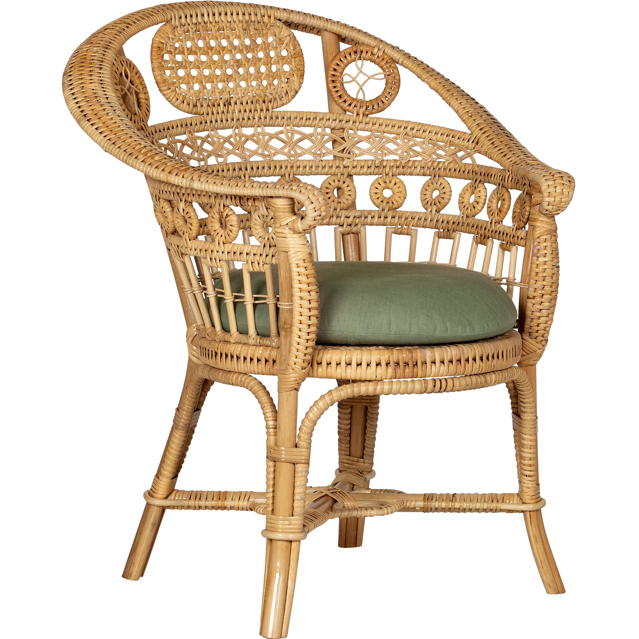Eugenie Natural and Green and Linho Loden Accent Chair