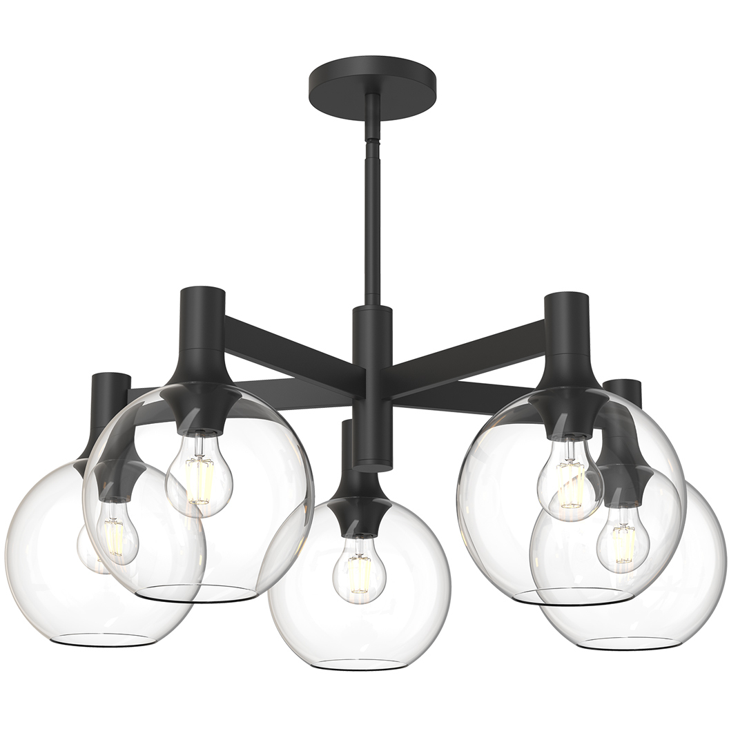 Alora Mood Castilla 5 Light 29.5 inch Matte Black Chandelier Ceiling Light in Clear Glass