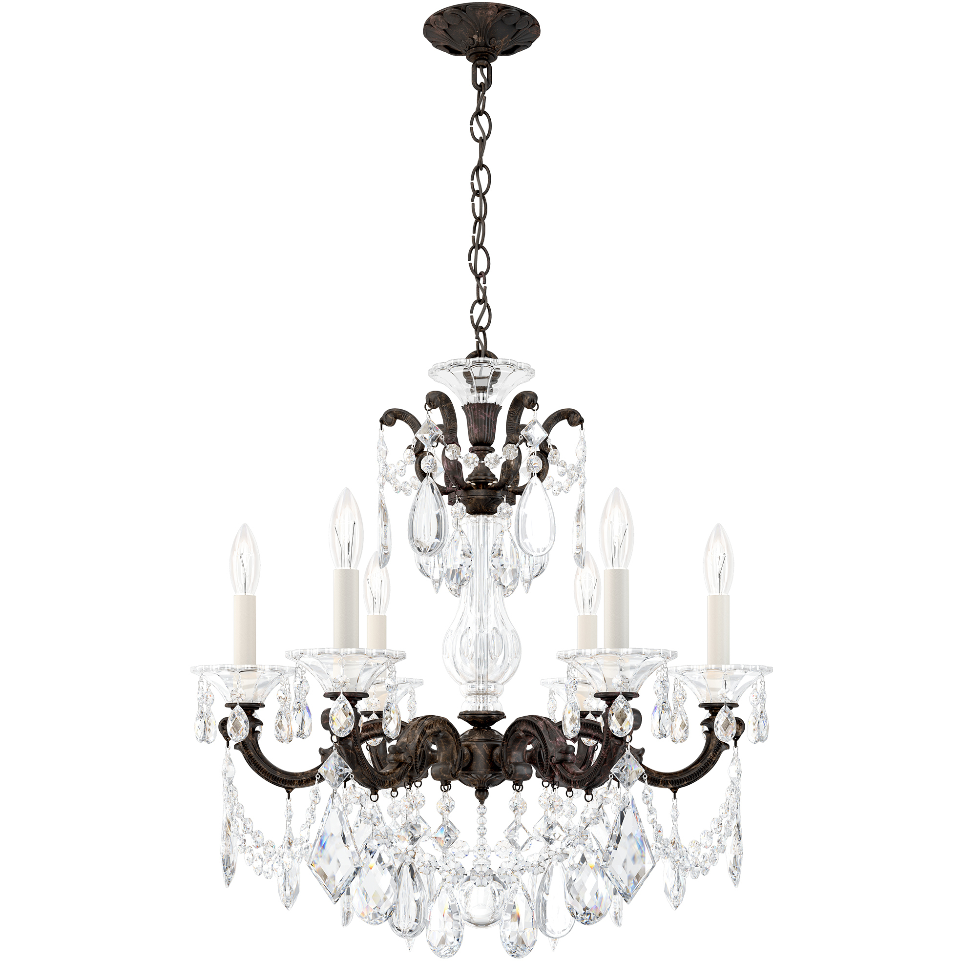 Vesca 6 Light 120V Chandelier in Heirloom Bronze with Clear Heritage Handcut Crystal and White Shade main image 0