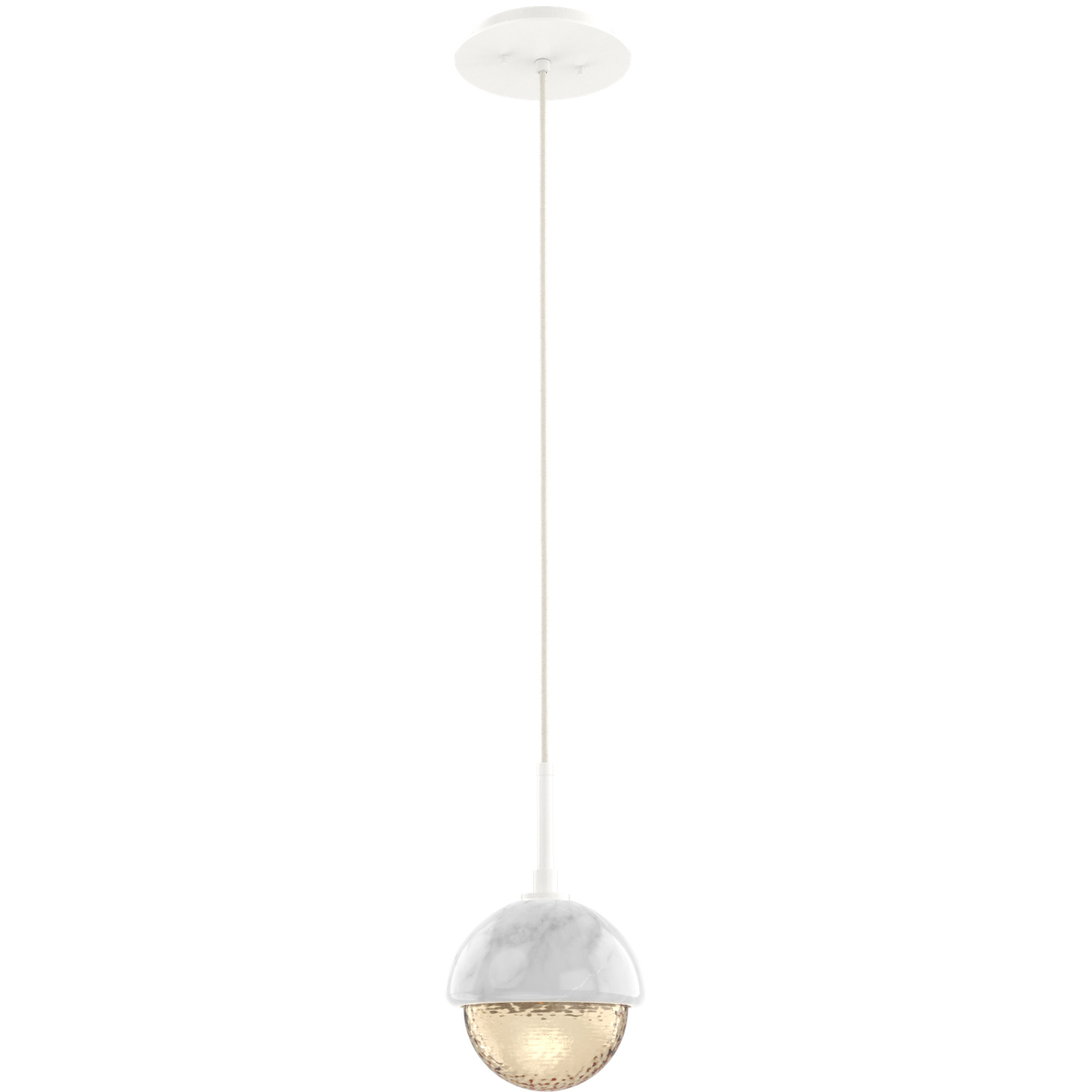 Cabochon LED 6.2 inch Salt White with White Marble Pendant Ceiling Light in 3000K LED, Amber