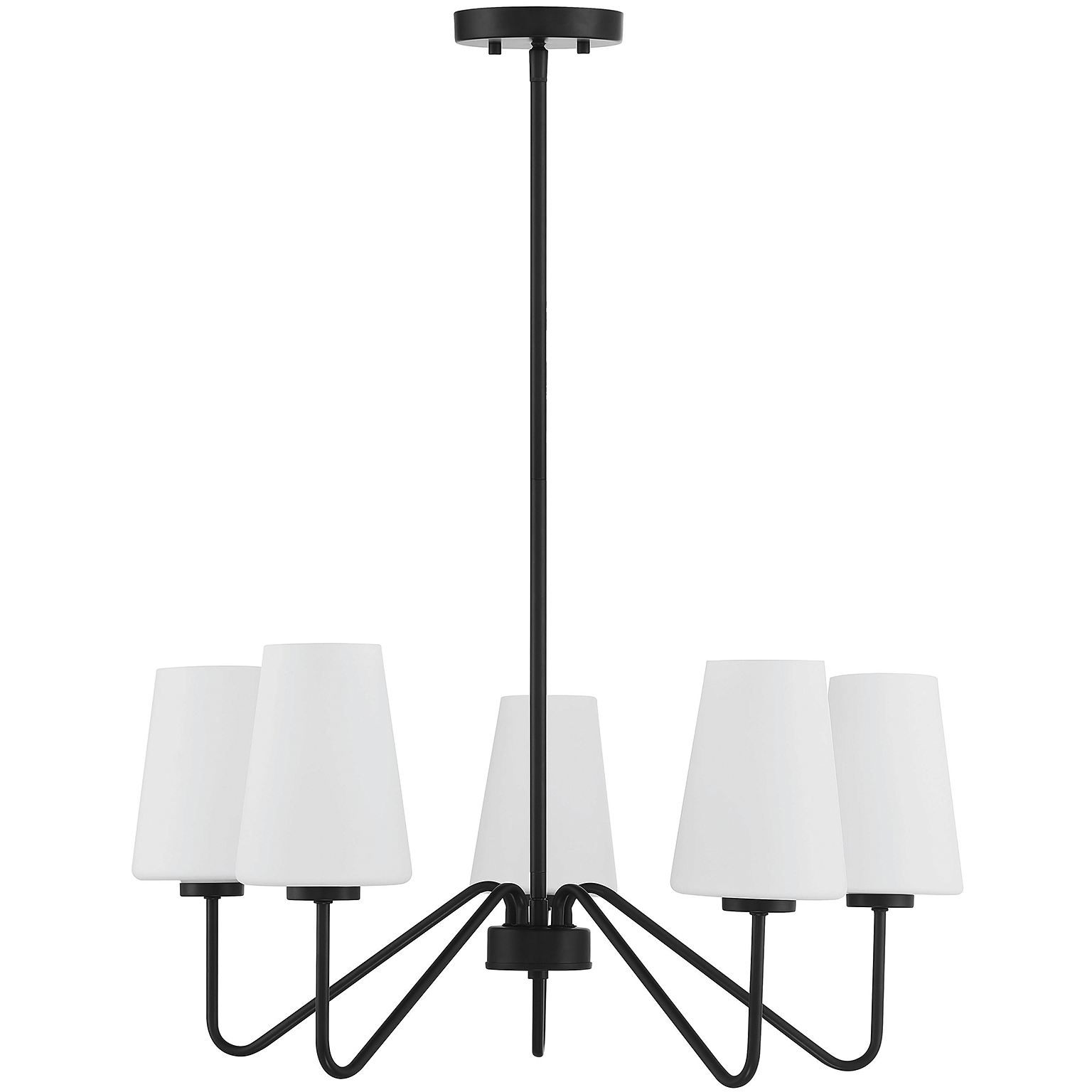 Mid-Century 5 Light 25.75 inch Matte Black Chandelier Ceiling Light