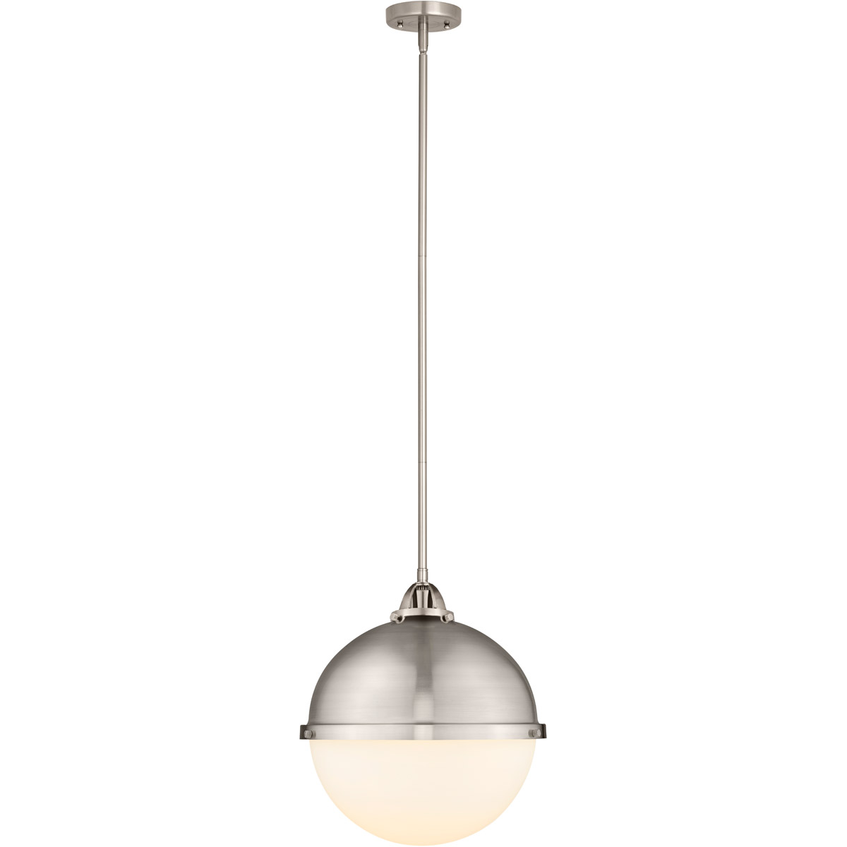 Nouveau 2 Hampden LED 12.88 inch Brushed Satin Nickel Pendant Ceiling Light in Seedy Glass