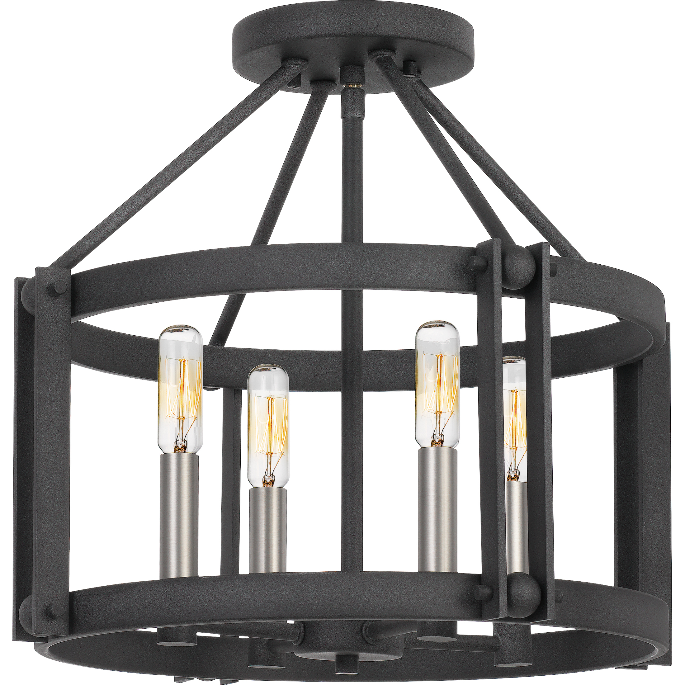 Victor 4 Light 16 inch Mottled Black Semi-Flush Mount Ceiling Light