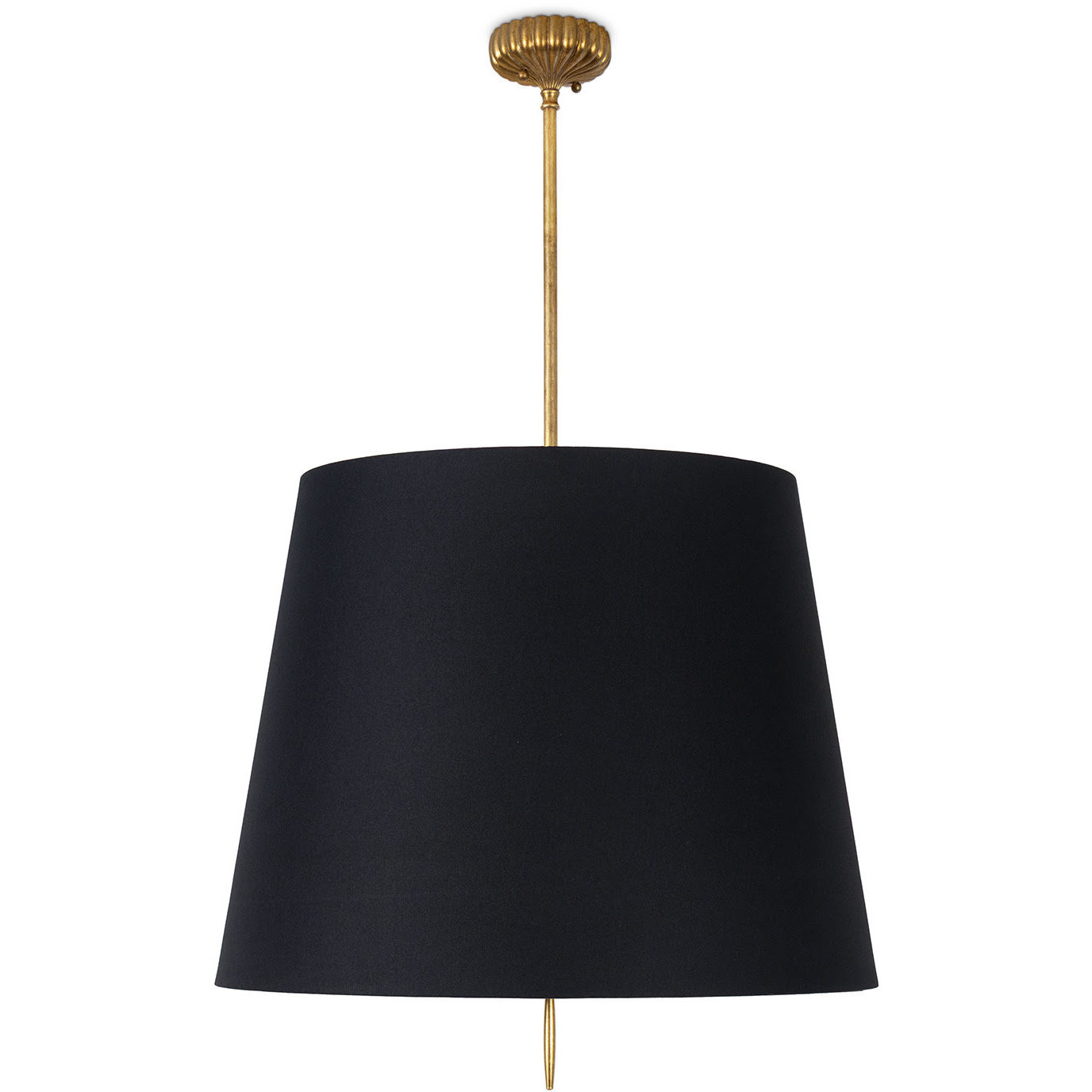 Clove 3 Light 22 inch Antique Gold Leaf Pendant Ceiling Light in Black Shade