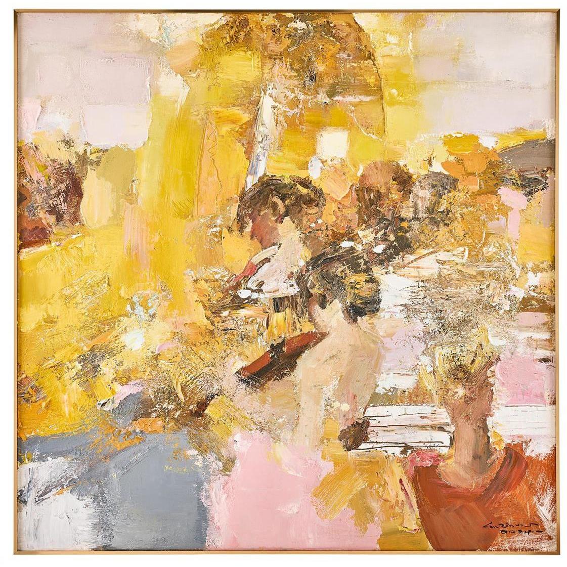 LM Zhou's Bright Reverie 47.5 X 47.5 inch Oils and Original Art