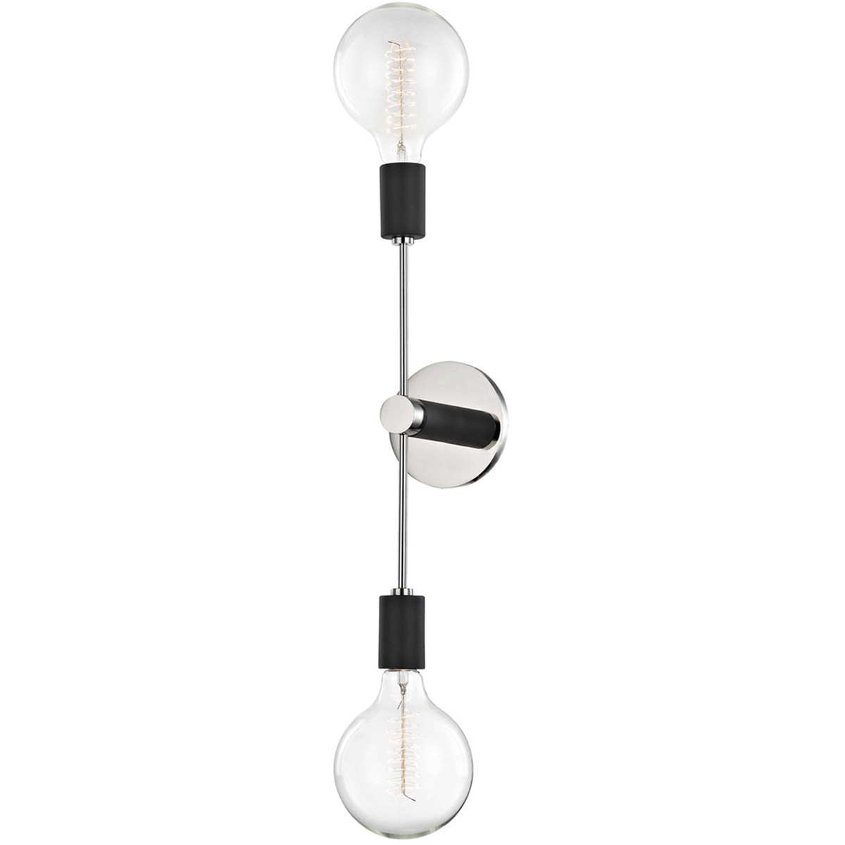 Astrid 2 Light 4.75 inch Polished Nickel Wall Sconce Wall Light in Polished Nickel and Black
