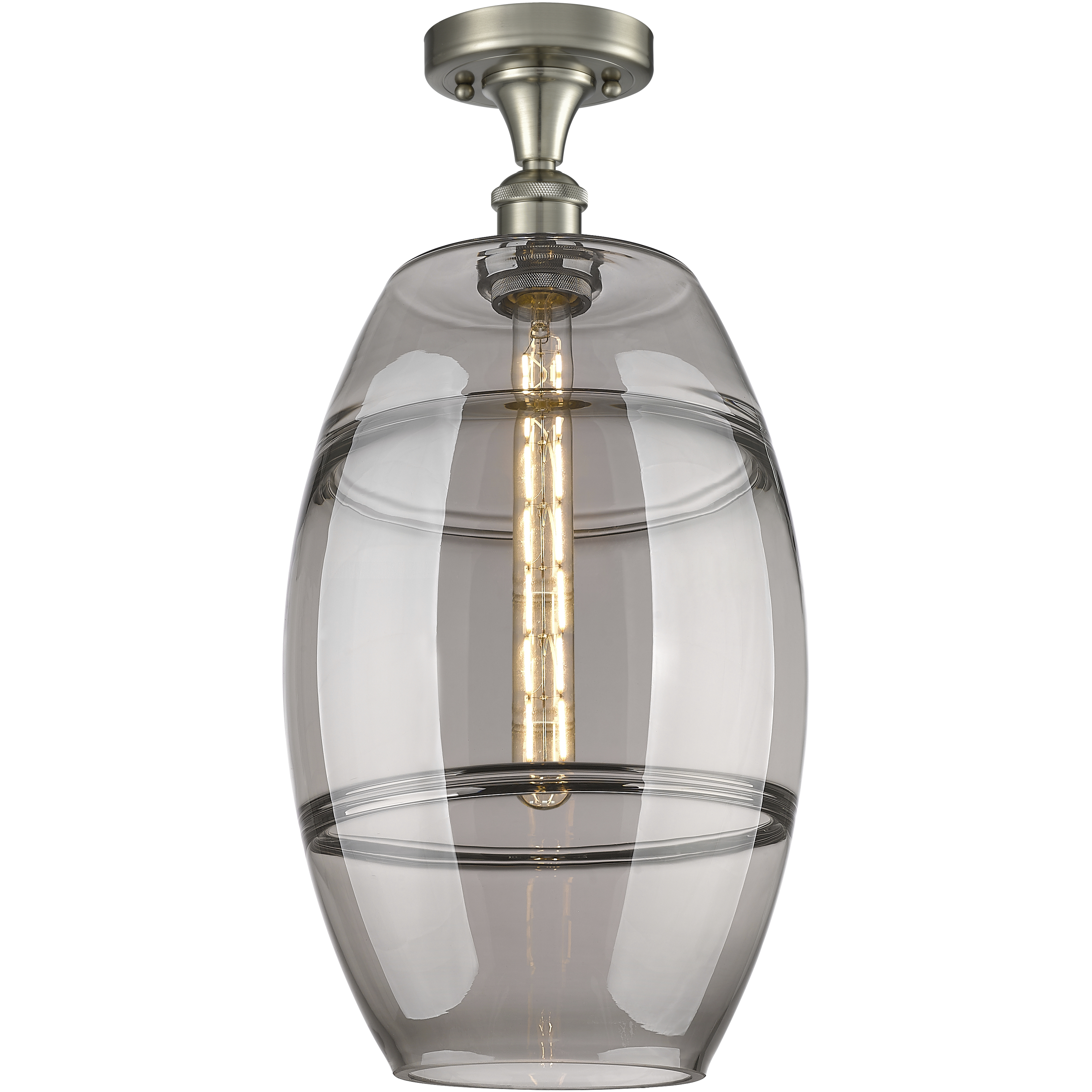 Edison Vaz 1 Light 10 inch Brushed Satin Nickel Semi-Flush Mount Ceiling Light