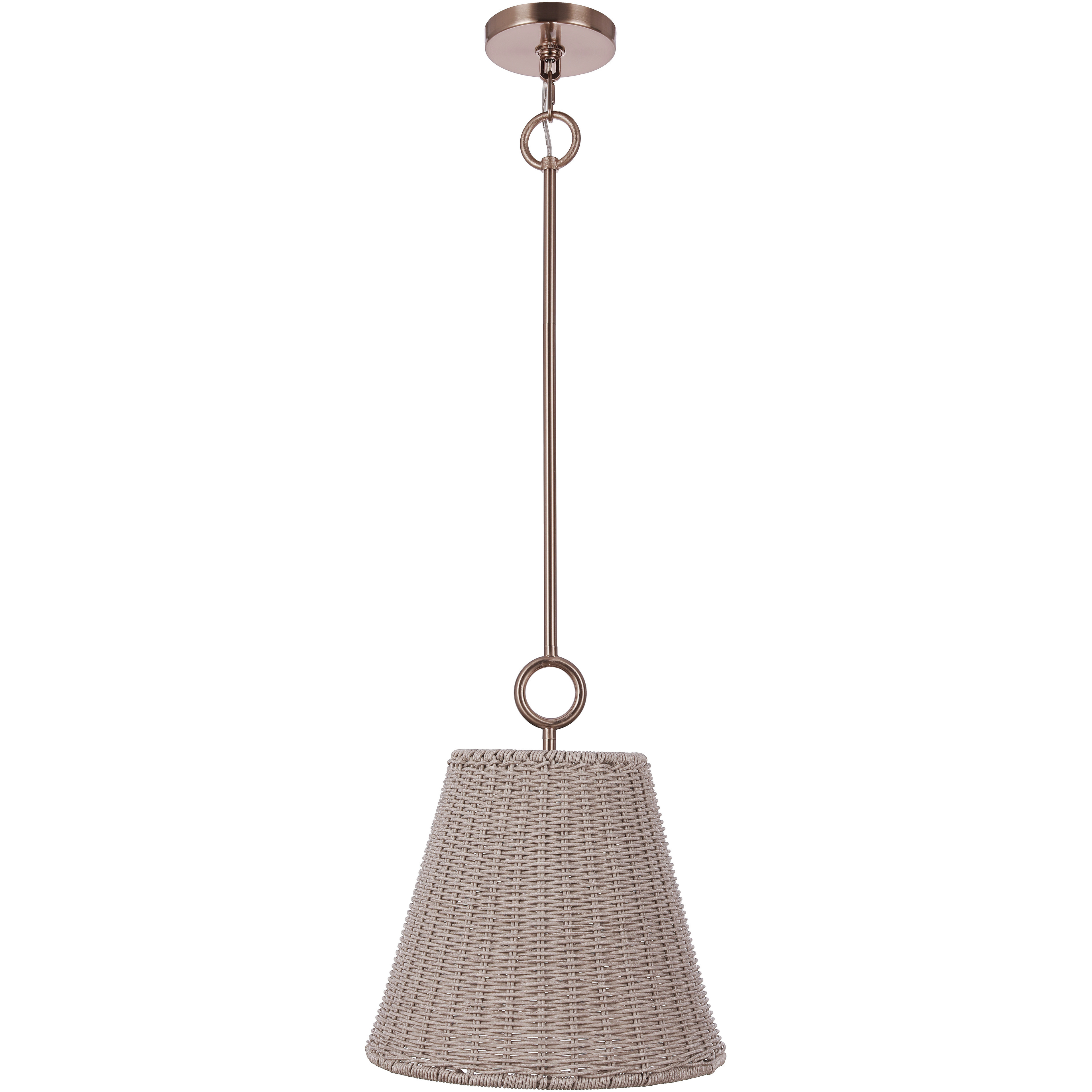 Kirsten 1 Light 12 inch Premium Bronze Pendant Ceiling Light in White Rattan