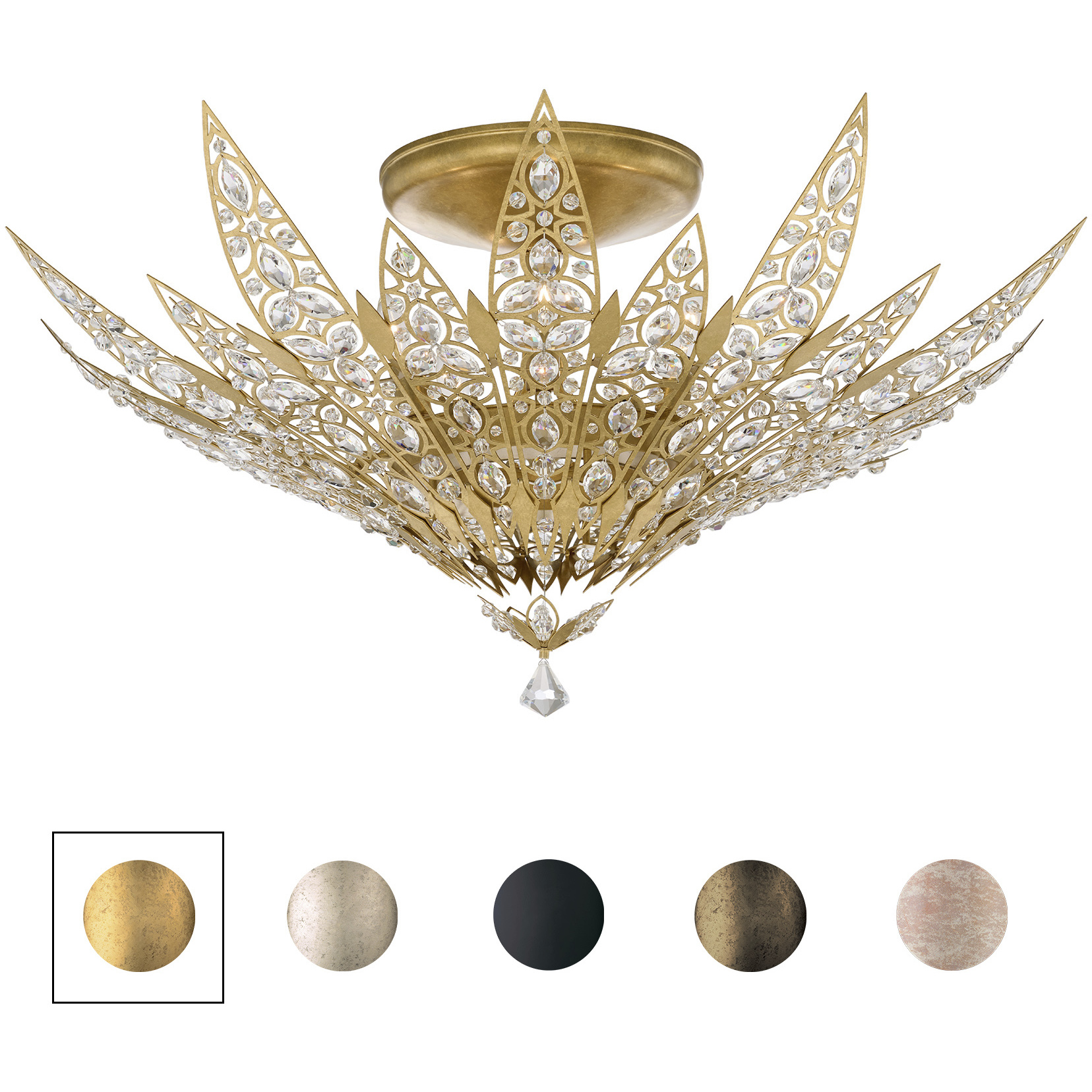 Forever Poetta LED 36 inch Antique Silver Semi-Flush Mount Ceiling Light