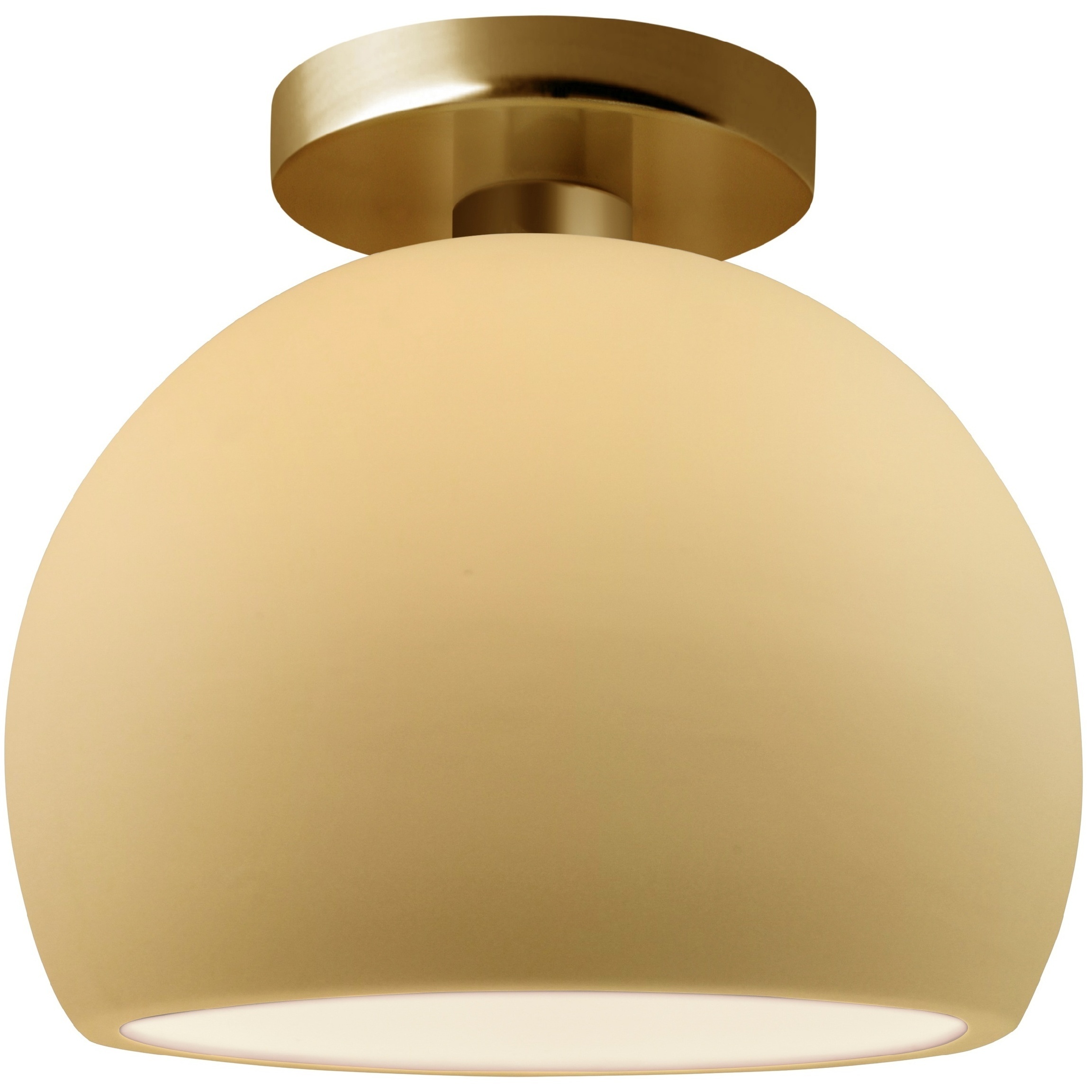 Radiance 1 Light 7 inch Muted Yellow and Brushed Brass Semi Flush Ceiling Light