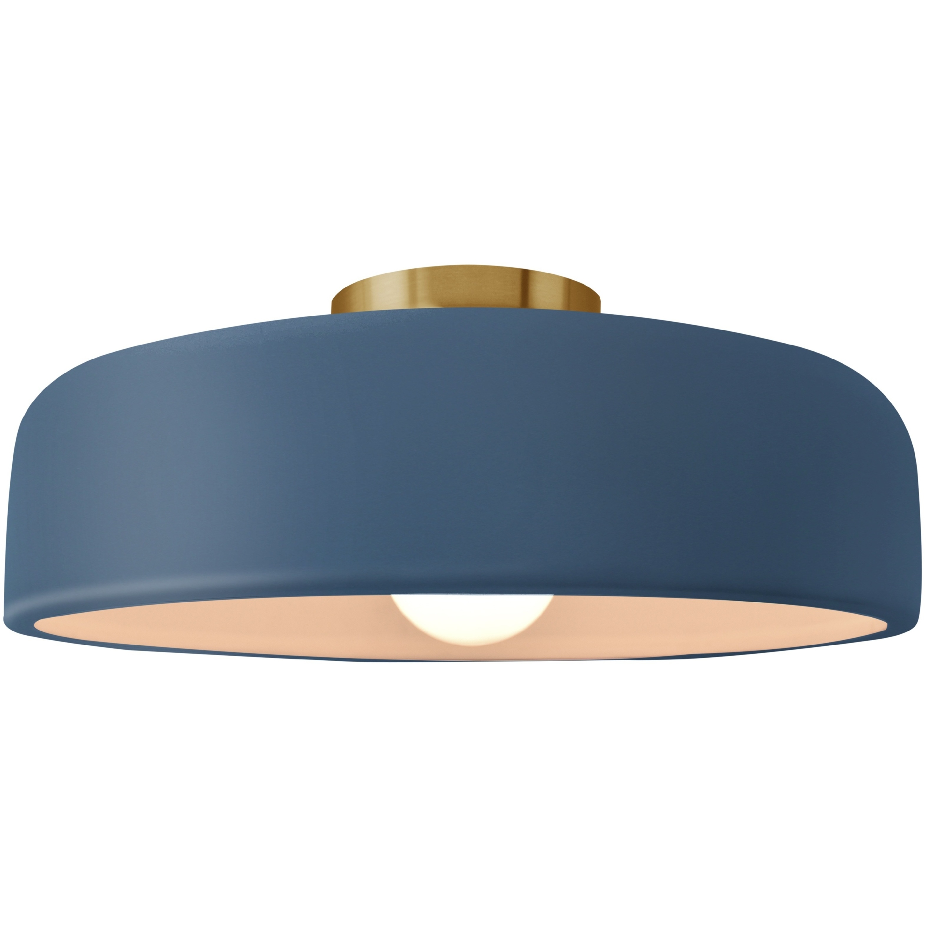 Radiance Collection - Spire 1 Light 16 inch Midnight Sky and Matte White and Brushed Brass Semi-Flush Ceiling Light in Replaceable Bulb, Midnight Sky/Matte White, 16W x 6.5H, Form+Finish+Function
