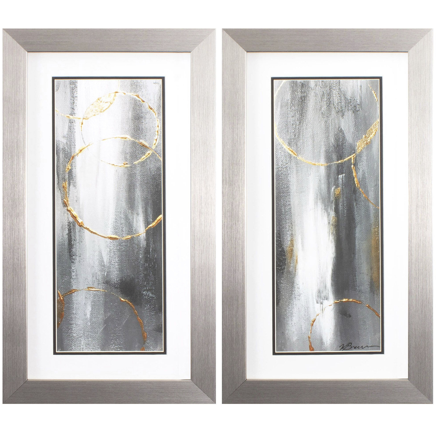 Abstract Gray and Metallic Framed Art, Propac
