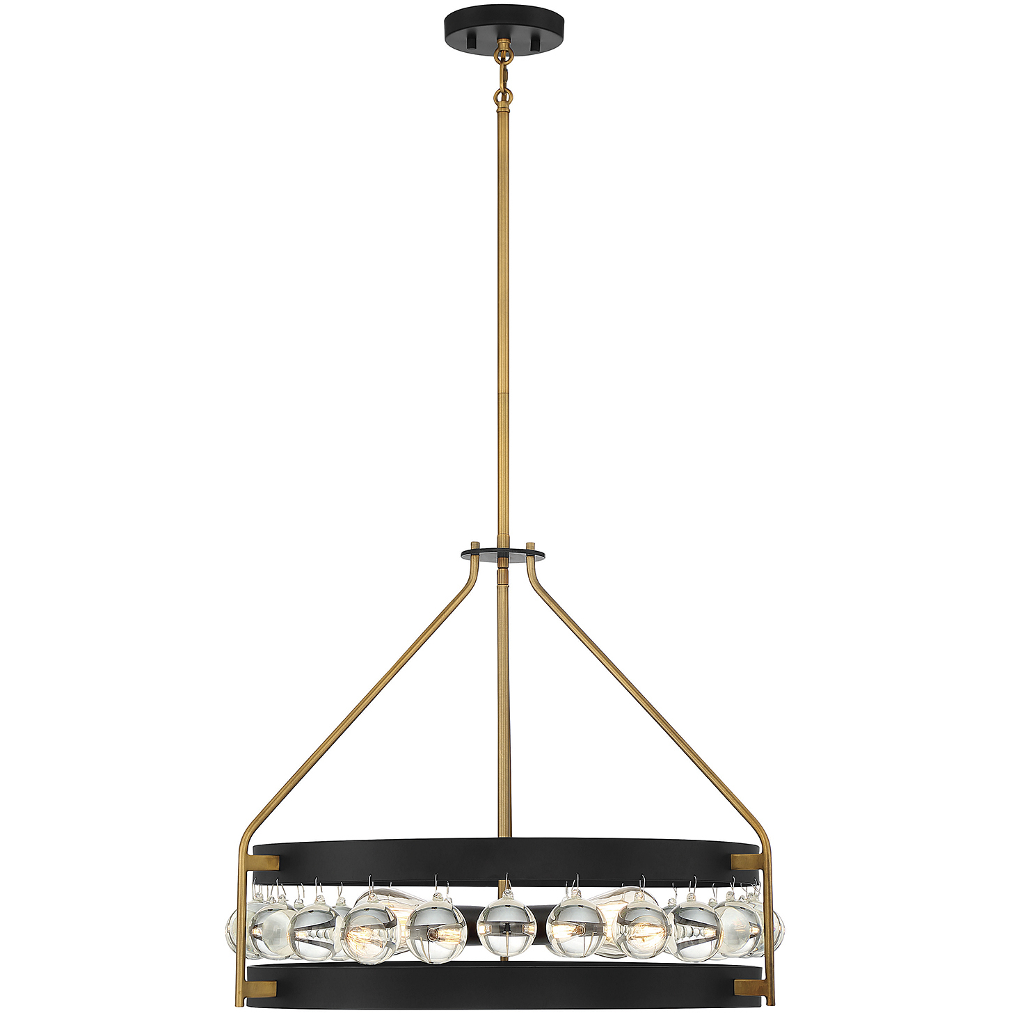 Edina 4 Light 24 inch Black with Warm Brass Accents Pendant Ceiling Light