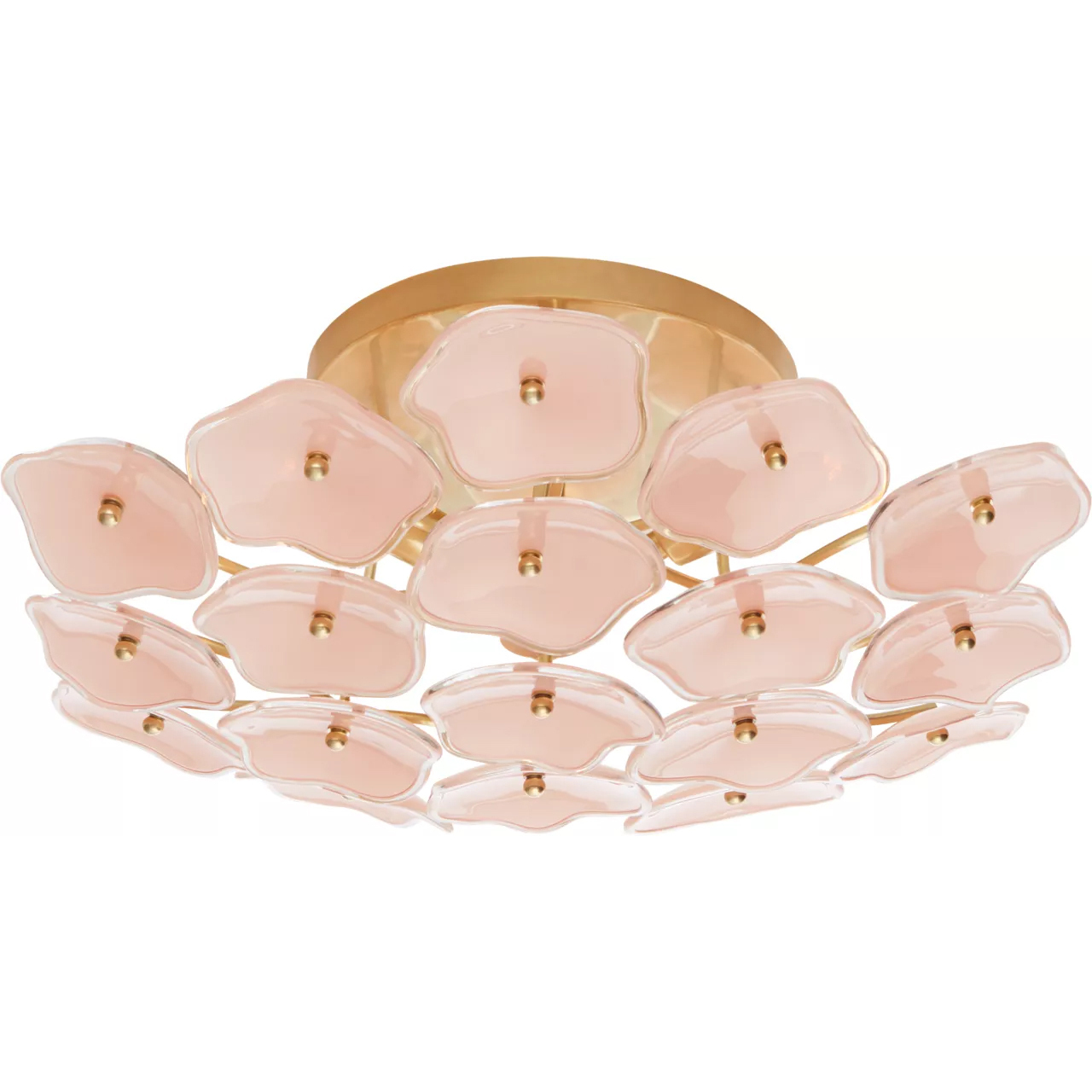 kate spade new york Leighton 3 Light 20 inch Soft Brass Flush Mount Ceiling Light in Blush Tinted Glass, Medium
