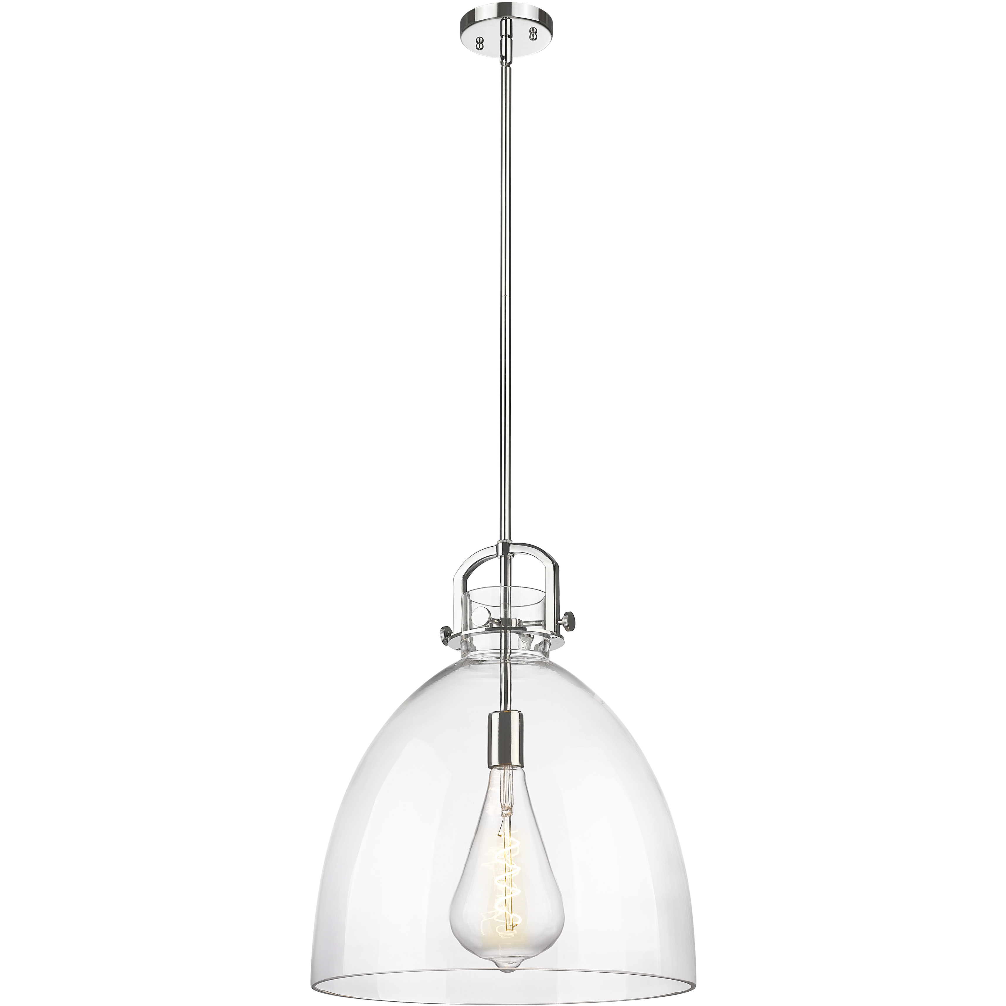 Newton Bell 1 Light 16 inch Polished Nickel Pendant Ceiling Light in Clear Glass