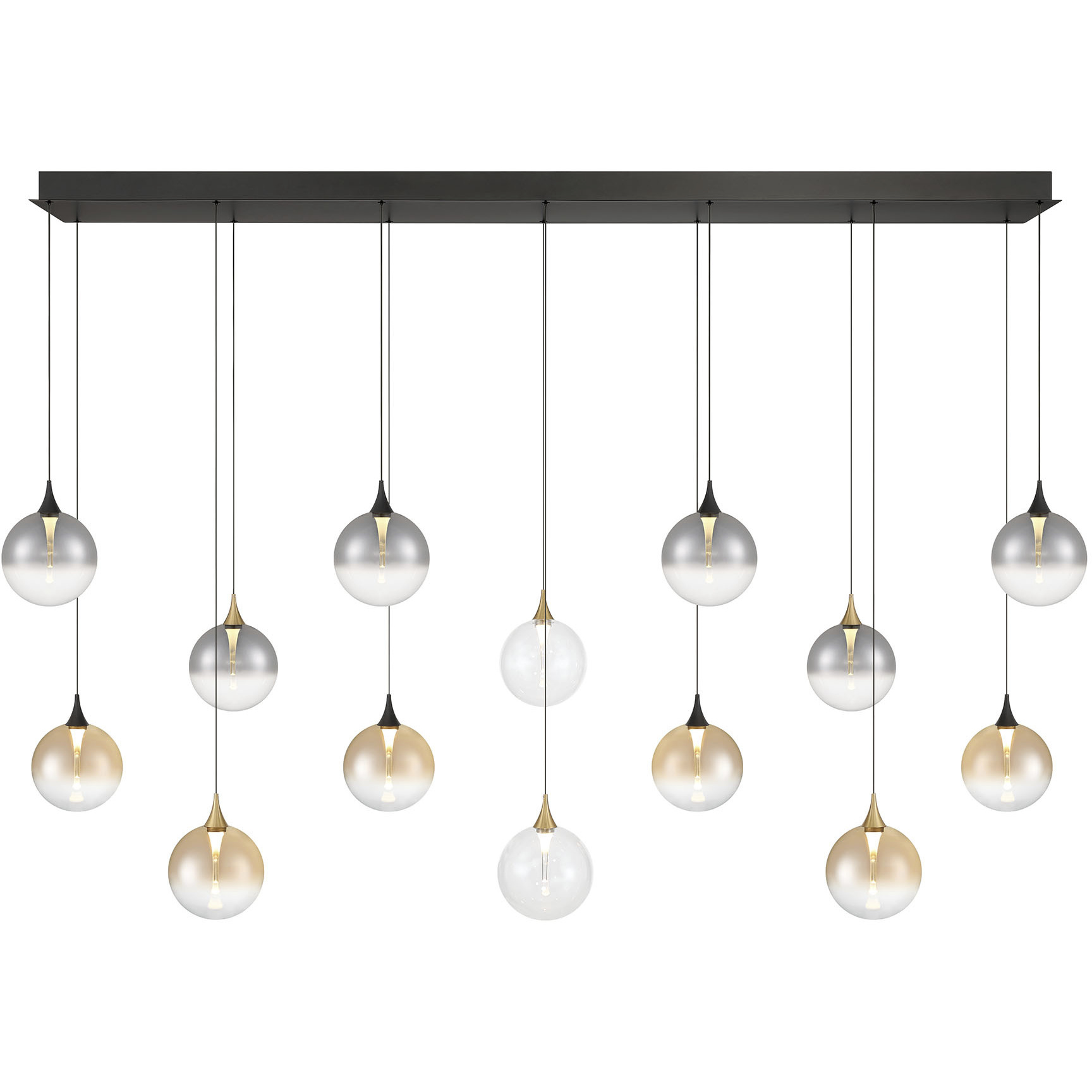 Iissa 14 Light 15.5 inch Gold and Black Chandelier Ceiling Light in Mixed