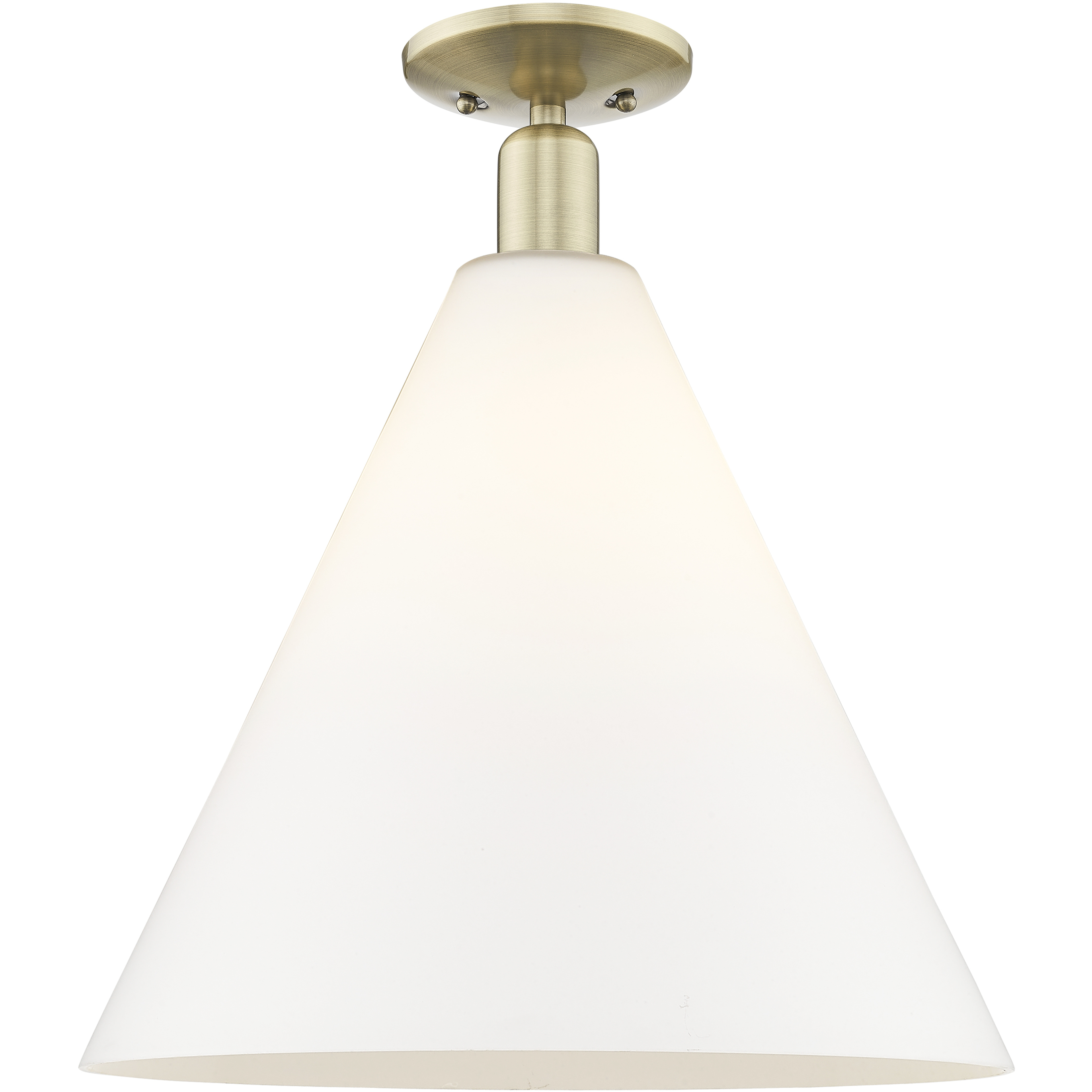 Arcadia Berkshire Glass 1 Light 16 inch Antique Brass Semi-Flush Mount Ceiling Light in Matte White