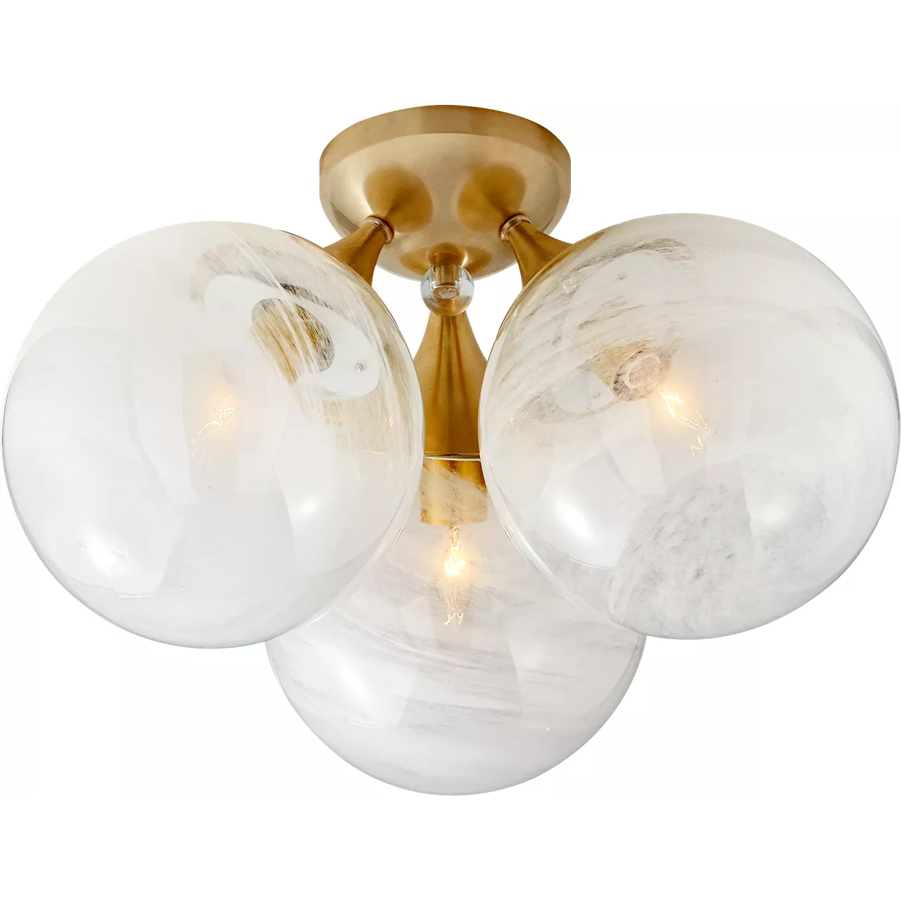 AERIN Cristol 3 Light 15.25 inch Hand-Rubbed Antique Brass Flush Mount Ceiling Light, Large