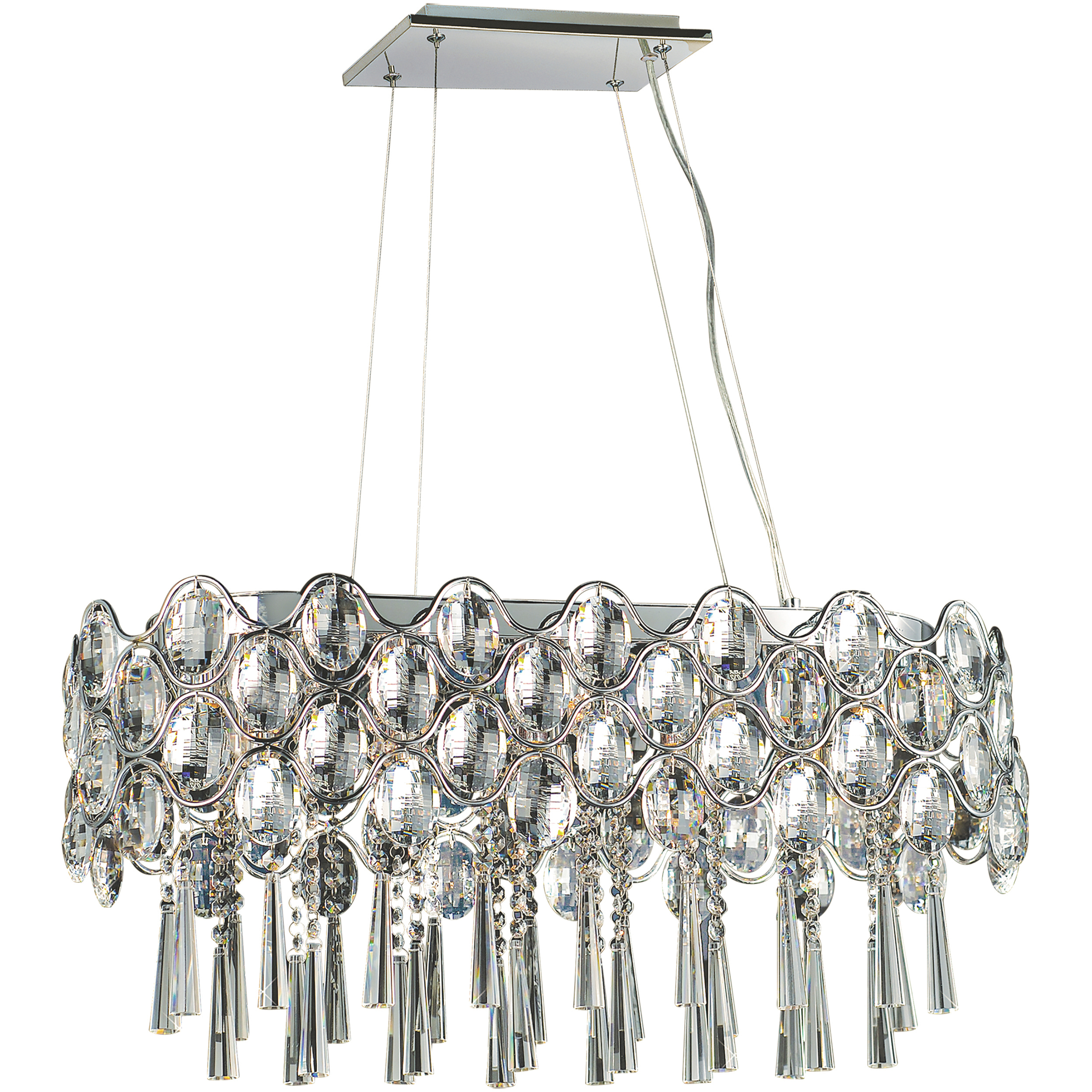 Jewel (Disc) 19 Light 28 inch Polished Chrome Linear Pendant Ceiling Light