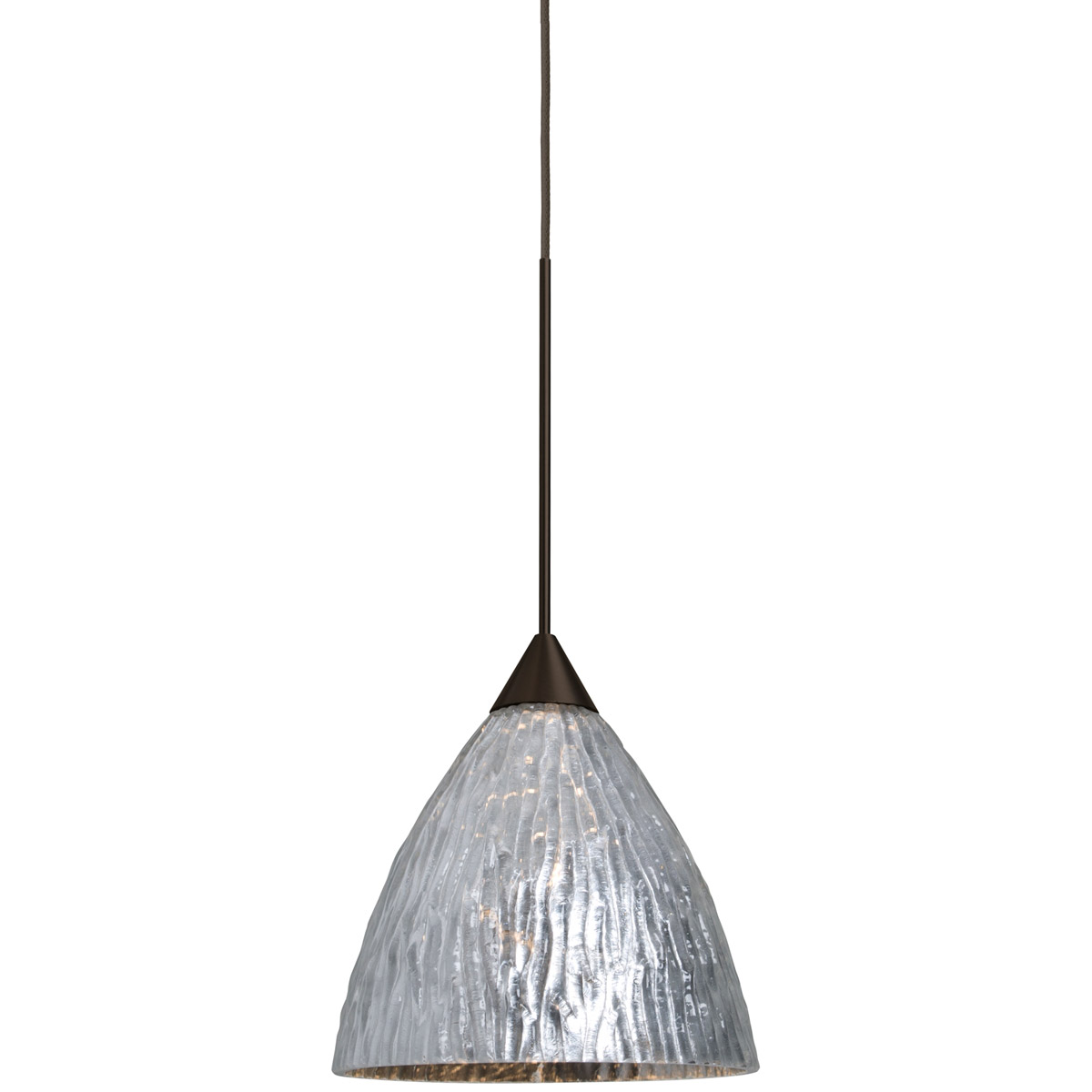 Eve 1 Light Bronze Cord Pendant Ceiling Light in Halogen, Stone Silver Foil Glass