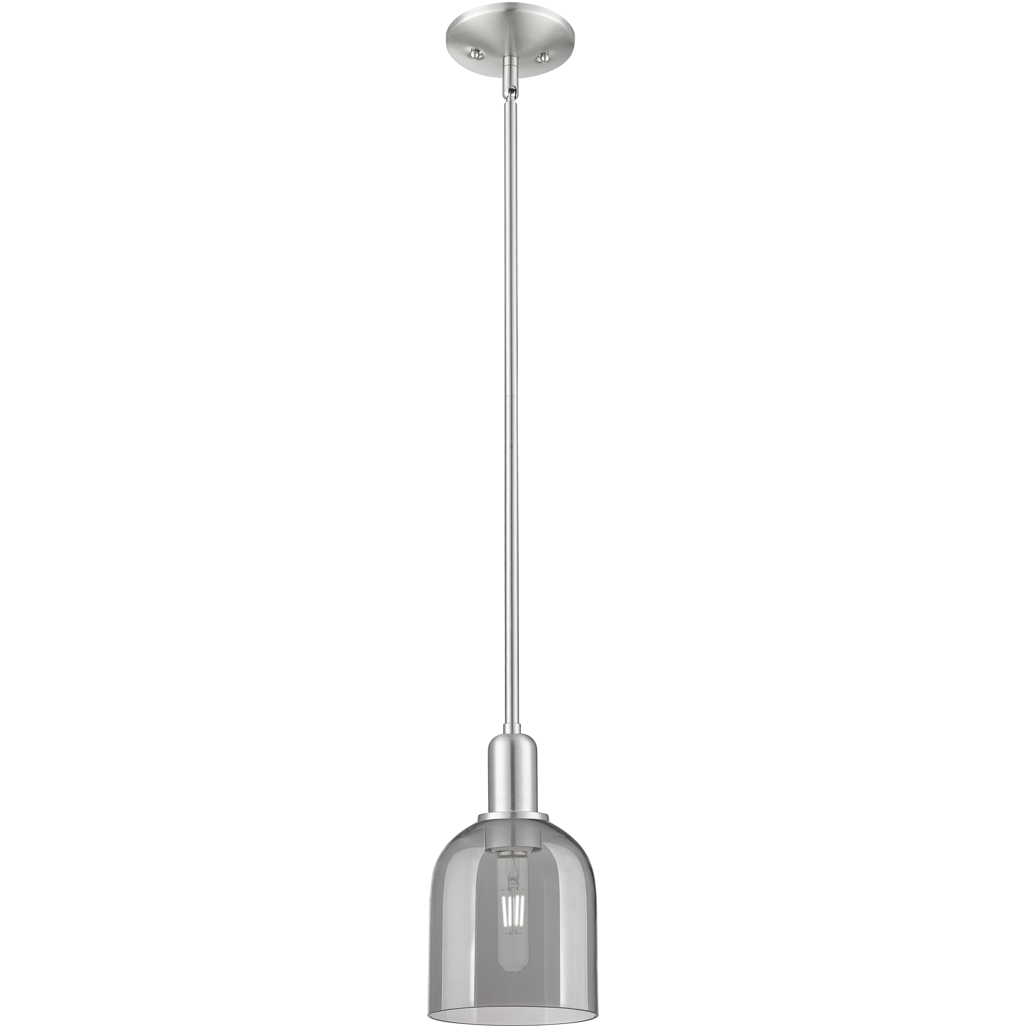 Arcadia Bella 1 Light 5.5 inch Brushed Satin Nickel Mini Pendant Ceiling Light in Light Smoke Glass