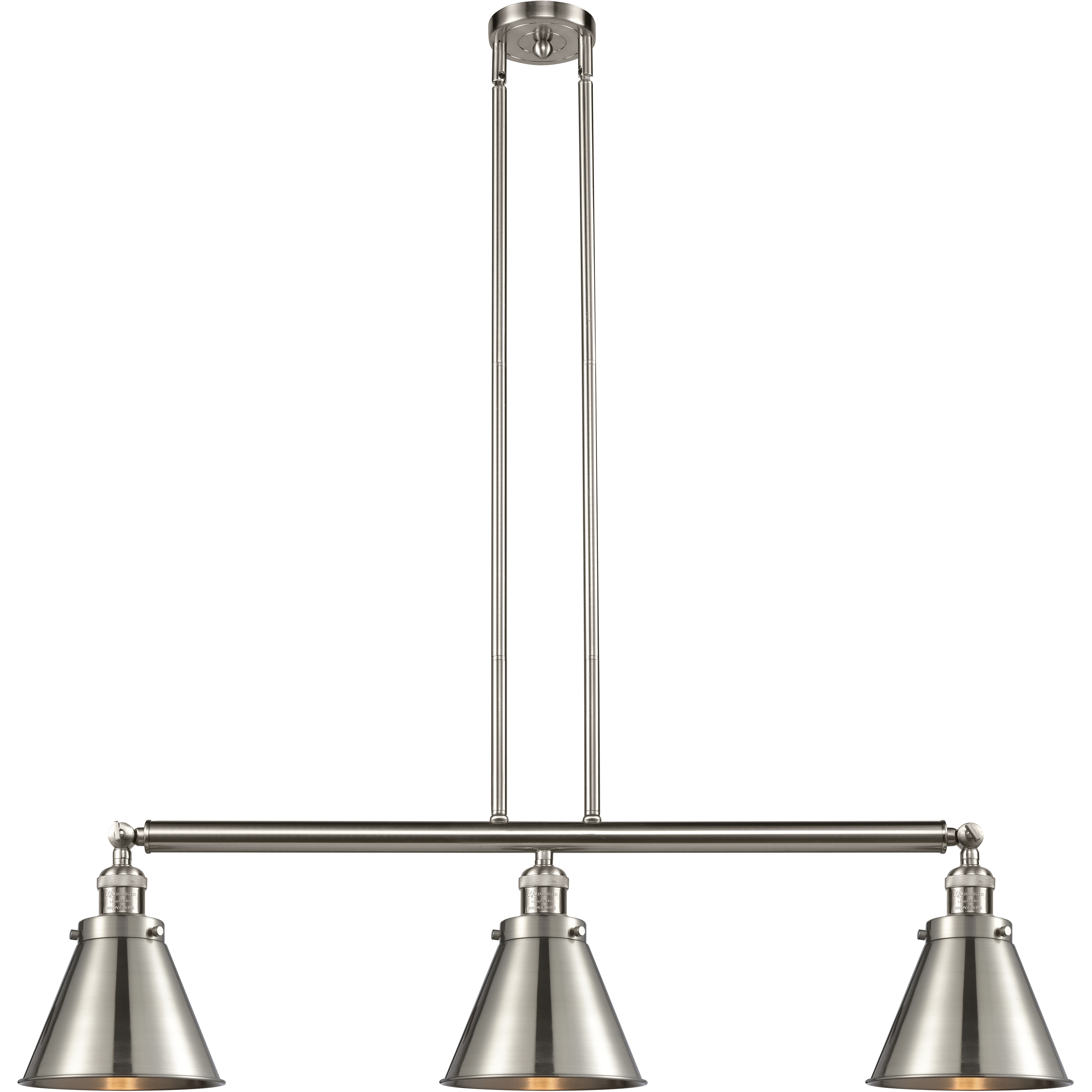 Franklin Restoration Appalachian 3 Light 40 inch Brushed Satin Nickel Island Light Ceiling Light, Franklin Restoration