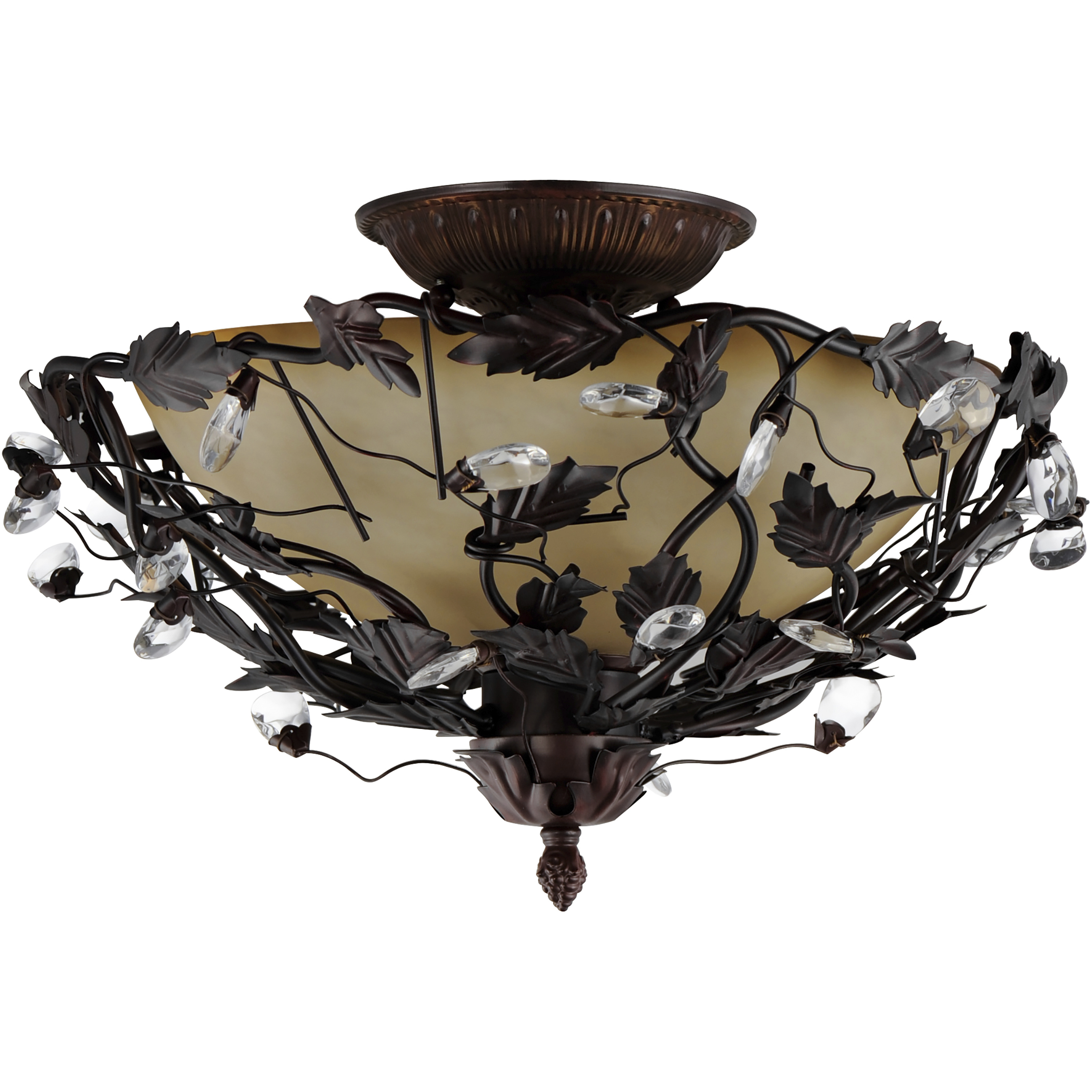 Elegante 3 Light 16.5 inch Oil Rubbed Bronze Semi-Flush Mount Ceiling Light