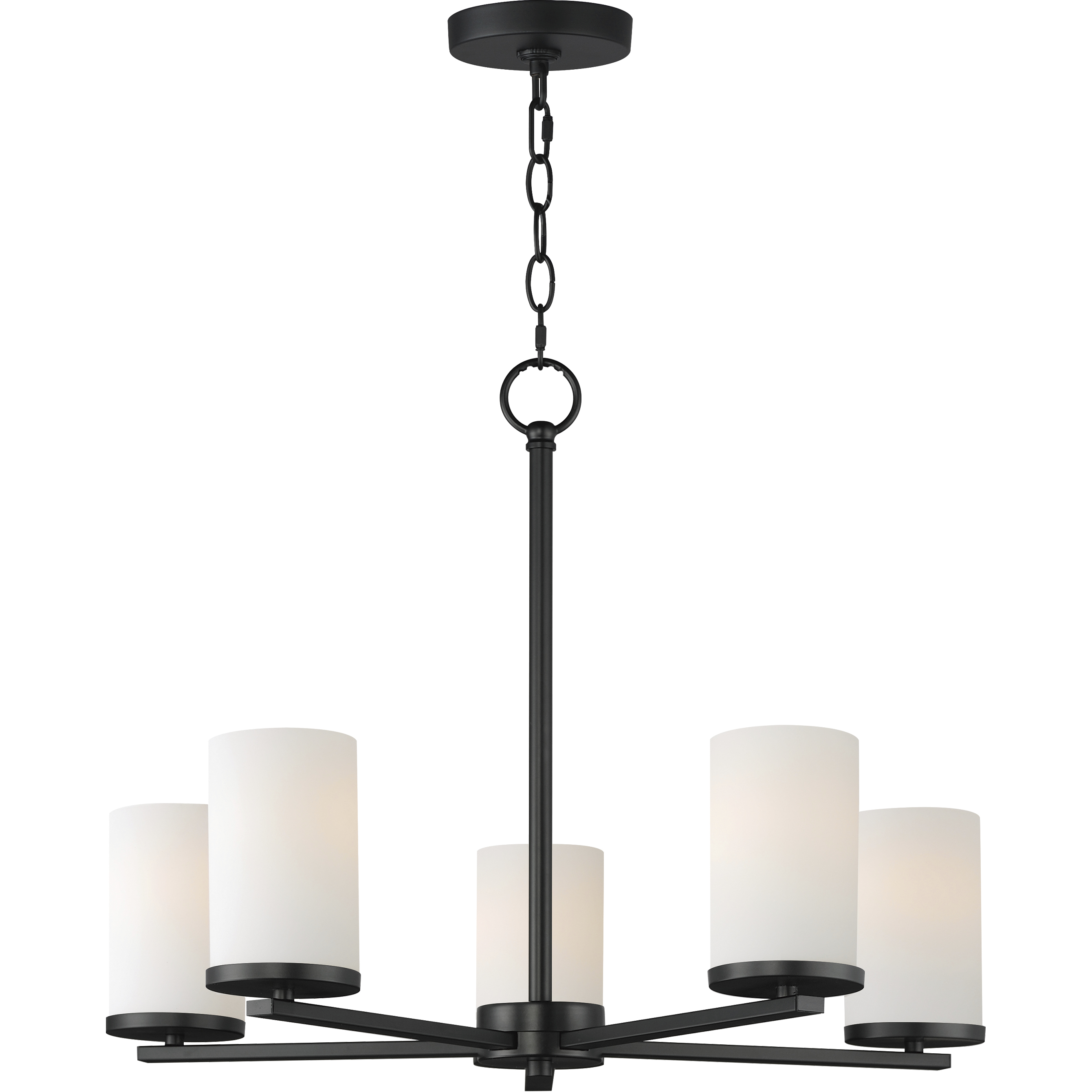 Lateral 5 Light 24 inch Black Chandelier Ceiling Light in Satin White