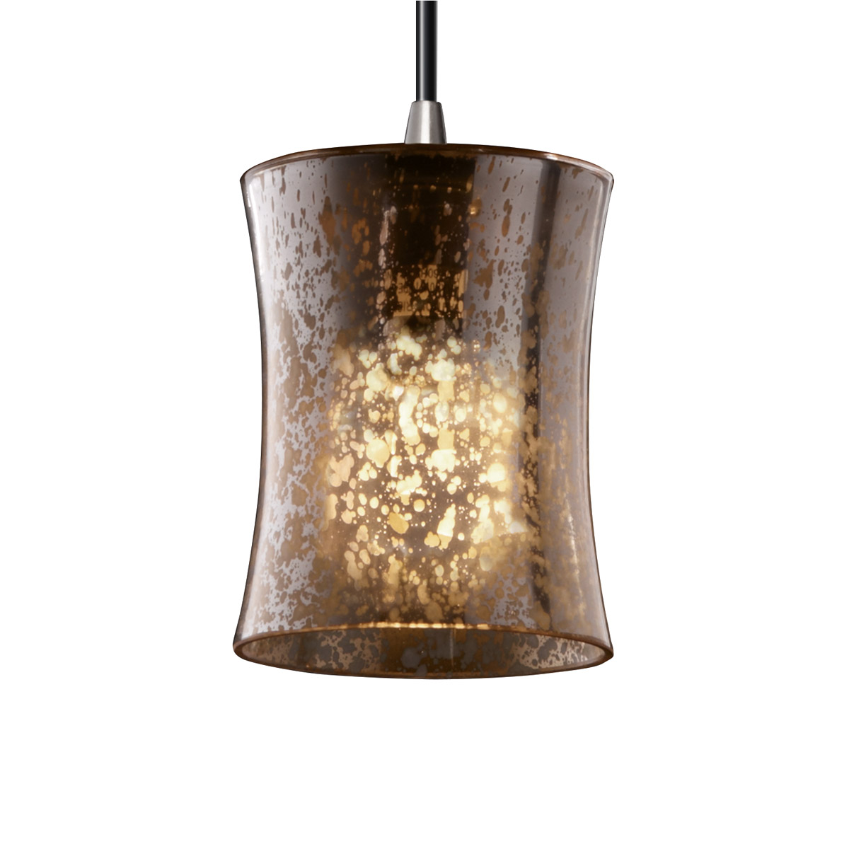 Fusion 1 Light 4 inch Brushed Nickel Pendant Ceiling Light in Cord, Mercury Glass, Hourglass, Incandescent