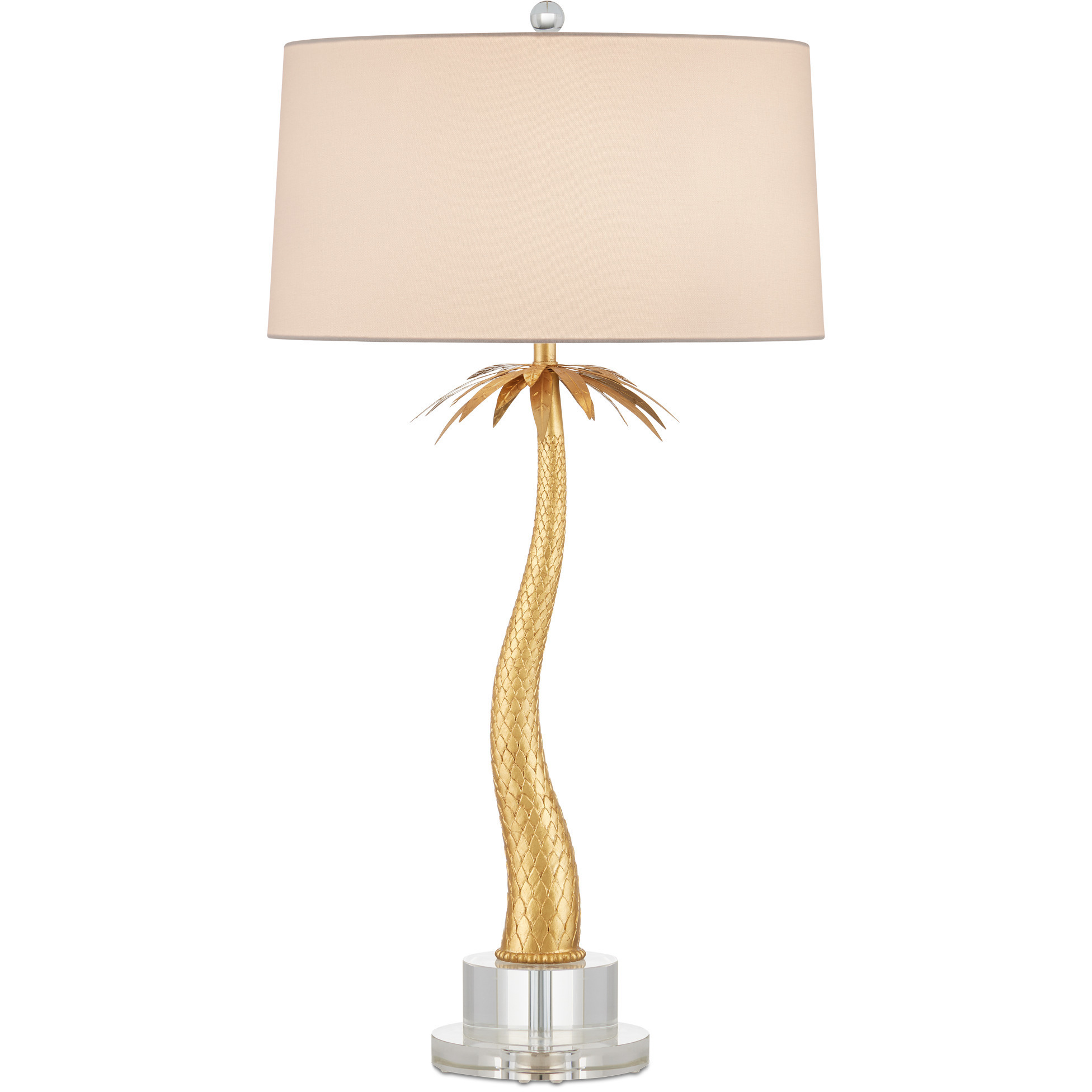 Mazari 35 inch 60 watt Contemporary Gold Leaf and Clear Table Lamp Portable Light