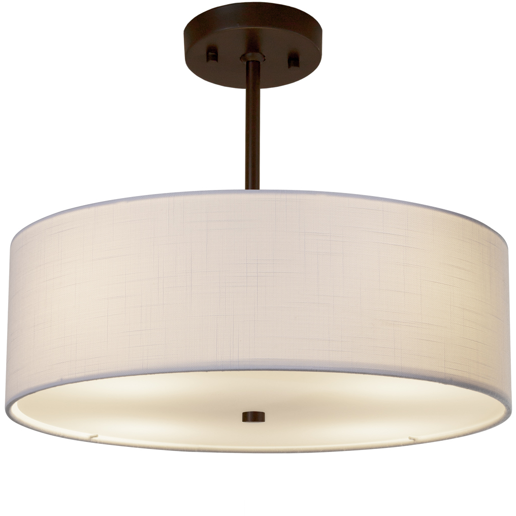 Textile 3 Light 18 inch Dark Bronze Drum Pendant Ceiling Light, Classic Family, EVOLV