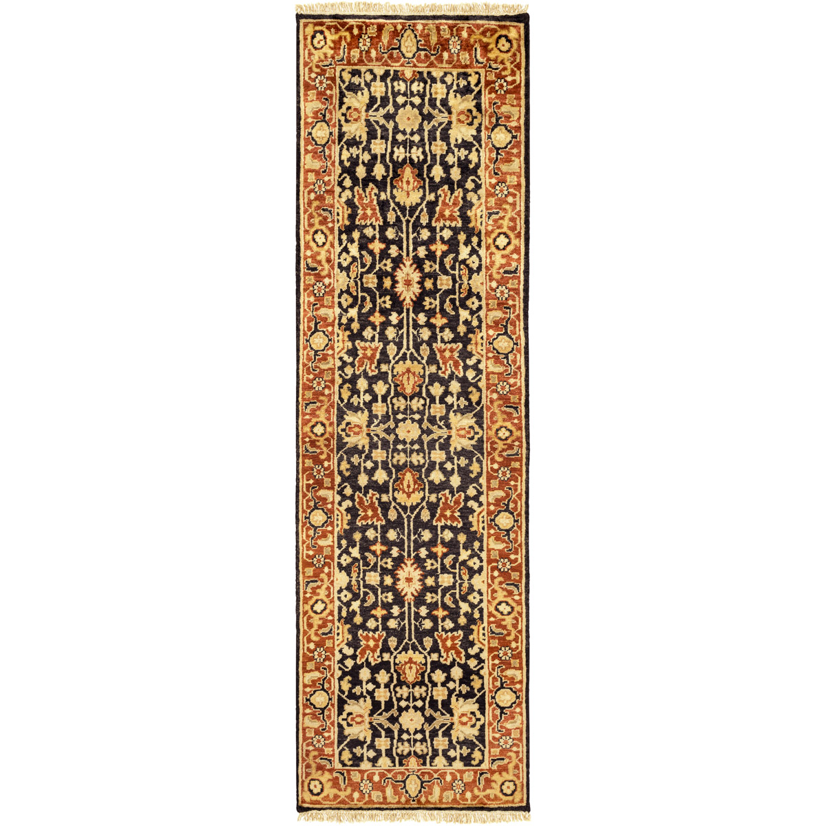 Taj Mahal 162 X 114 inch Black, Burnt Orange, Tan, Wheat, Camel Rug