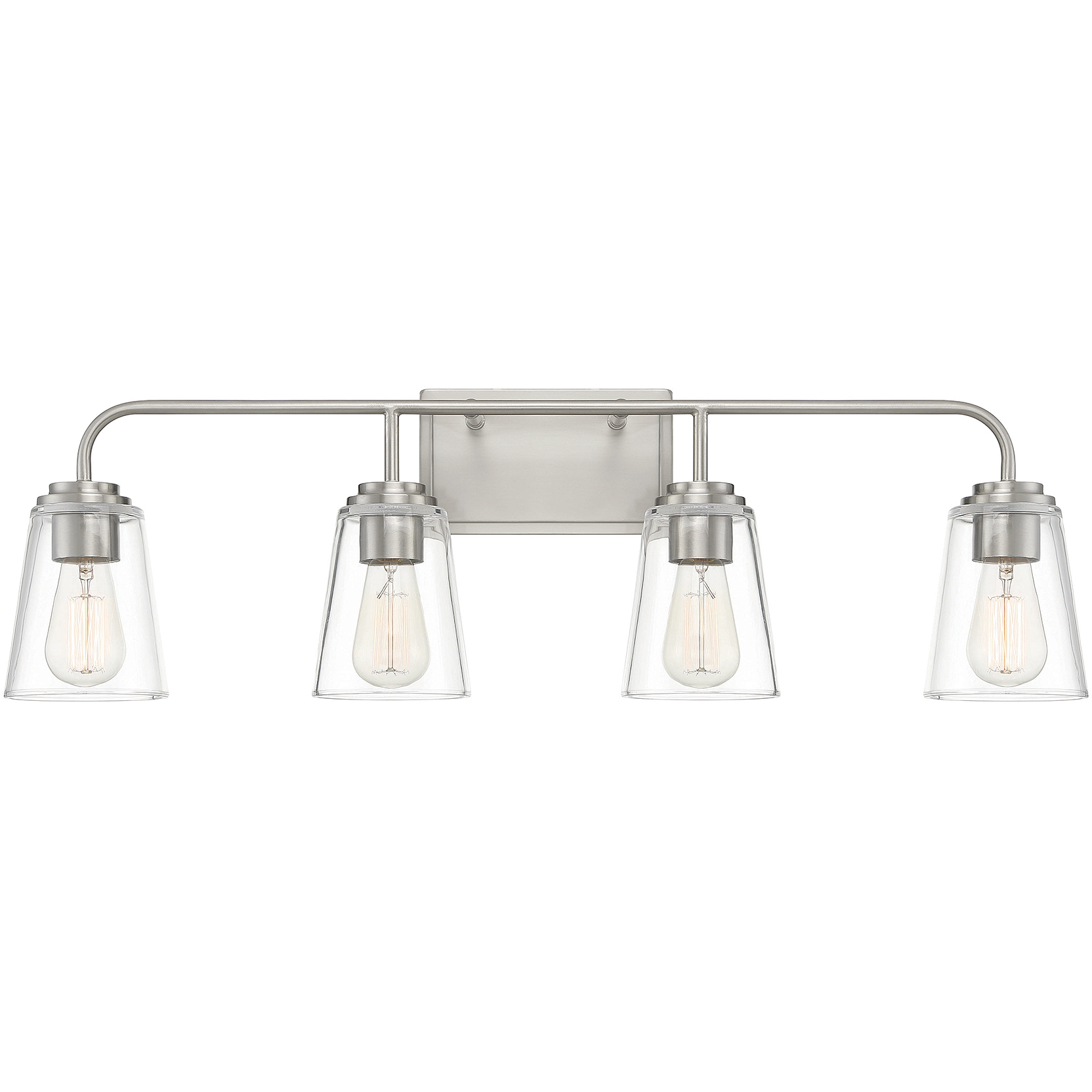 Transitional 4 Light 32 inch Brushed Nickel Bathroom Vanity Light Wall Light