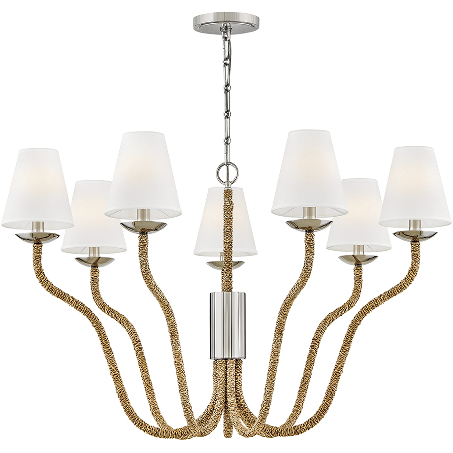 Harwich 7 Light 40 inch Polished Nickel with Natural Chandelier Ceiling Light