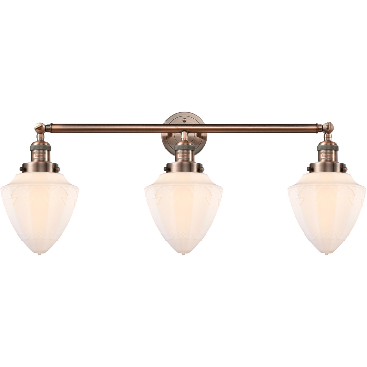 Franklin Restoration Bullet 3 Light 34 inch Antique Copper Bath Vanity Light Wall Light