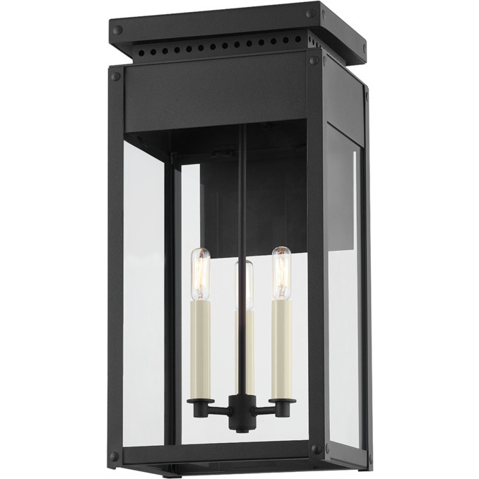 Braydan 3 Light 22.5 inch Textured Black Outdoor Wall Sconce