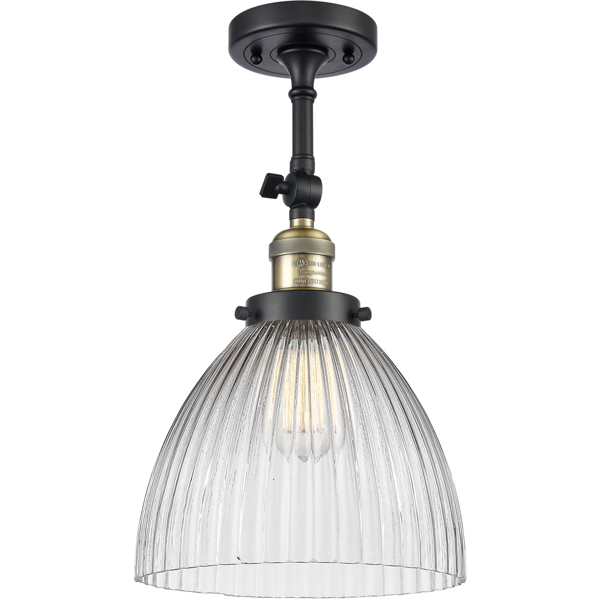 Franklin Restoration Seneca Falls LED 10 inch Black Antique Brass Semi-Flush Mount Ceiling Light, Franklin Restoration