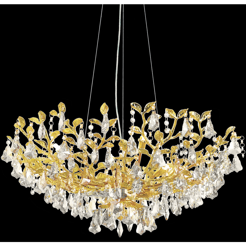 Cast Leaf 8 Light Gold Dining Room Chandelier Ceiling Light